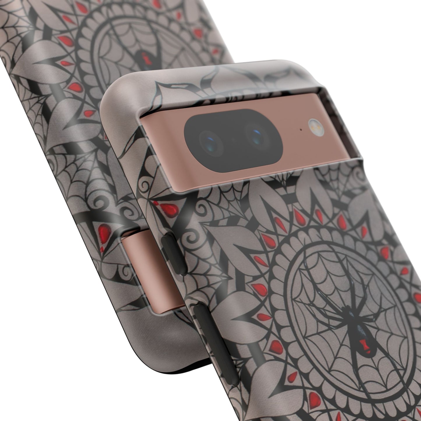 Mandala Spider Tough Phone Case - Gothic Red & Black Protective Cover