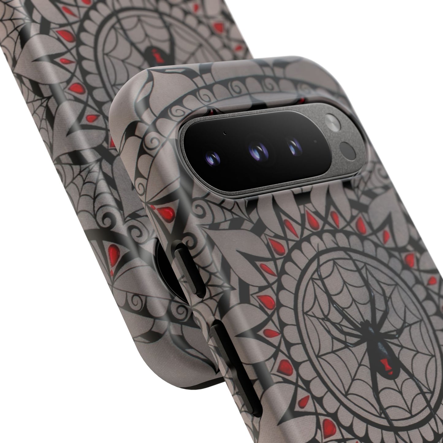 Mandala Spider Tough Phone Case - Gothic Red & Black Protective Cover
