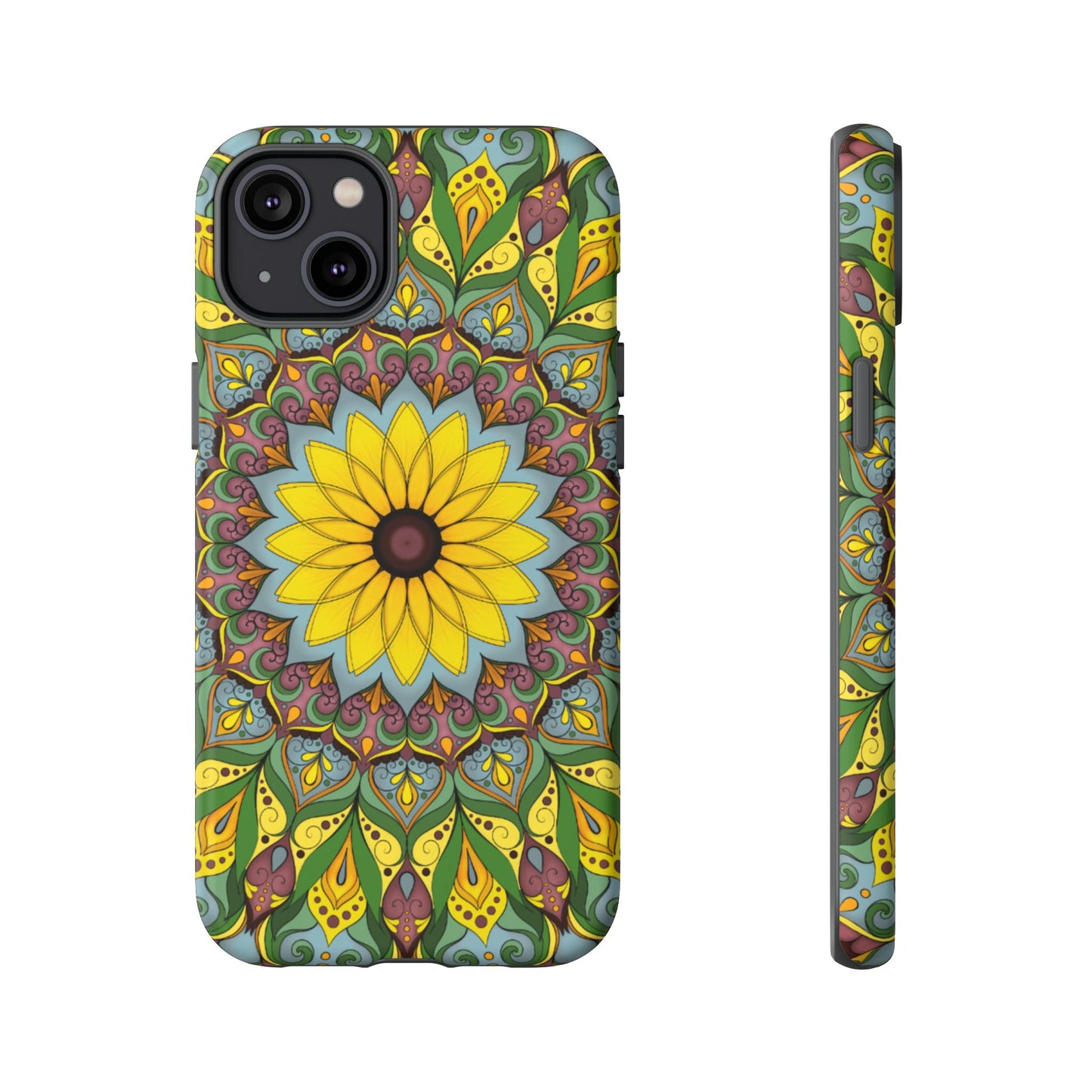 "Black Eyed Susan" Mandala Phone Case — Floral Boho Tough Case