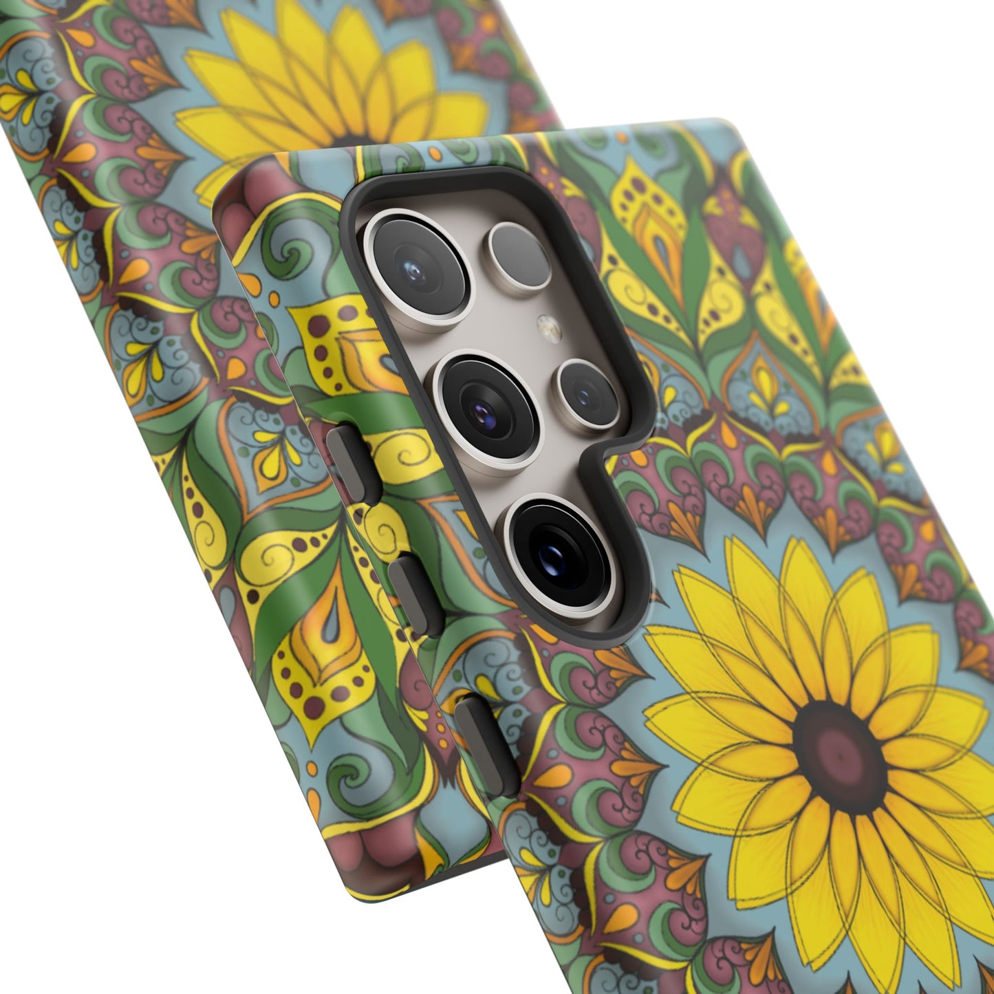 "Black Eyed Susan" Mandala Phone Case — Floral Boho Tough Case