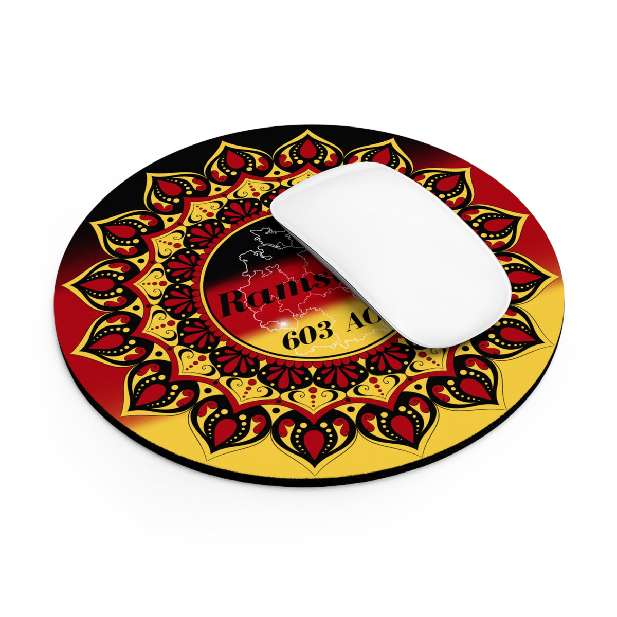 Rammstein Germany Flag Mandala Round Mouse Pad – 603 AOC Military Souvenir
