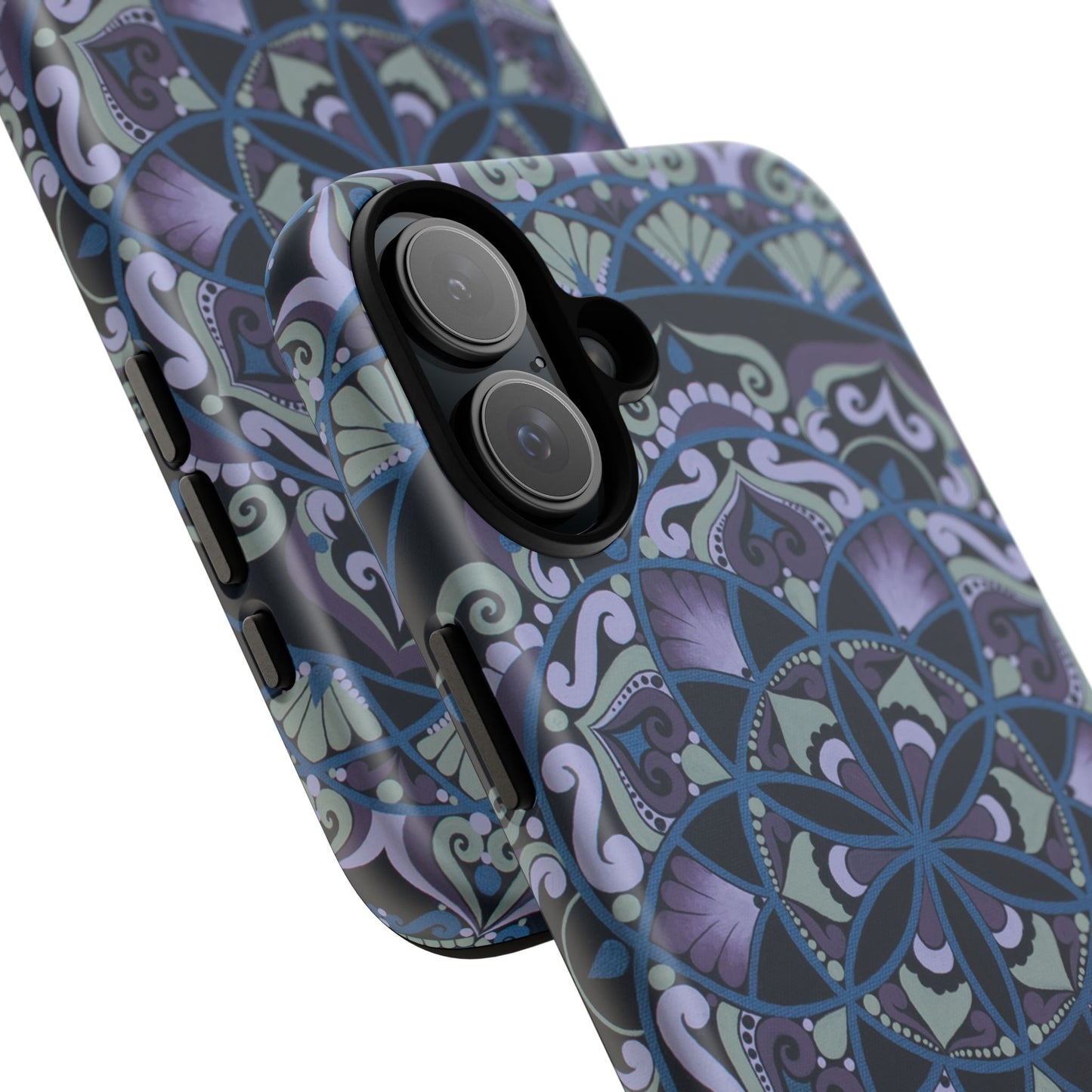 "Wisteria Bloom" Mandala Floral Tough Phone Case — Purple Blue Boho Protective Cover