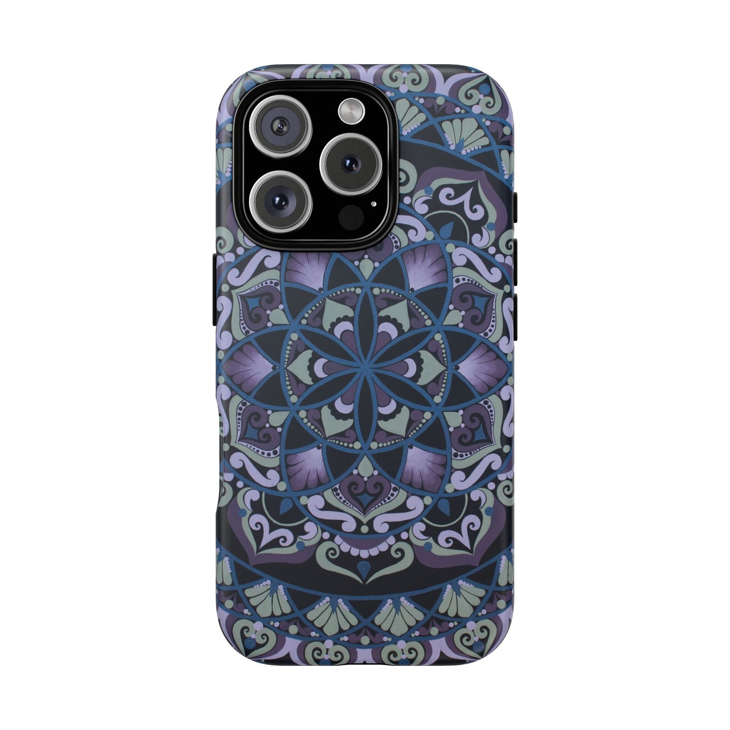 "Wisteria Bloom" Mandala Floral Tough Phone Case — Purple Blue Boho Protective Cover