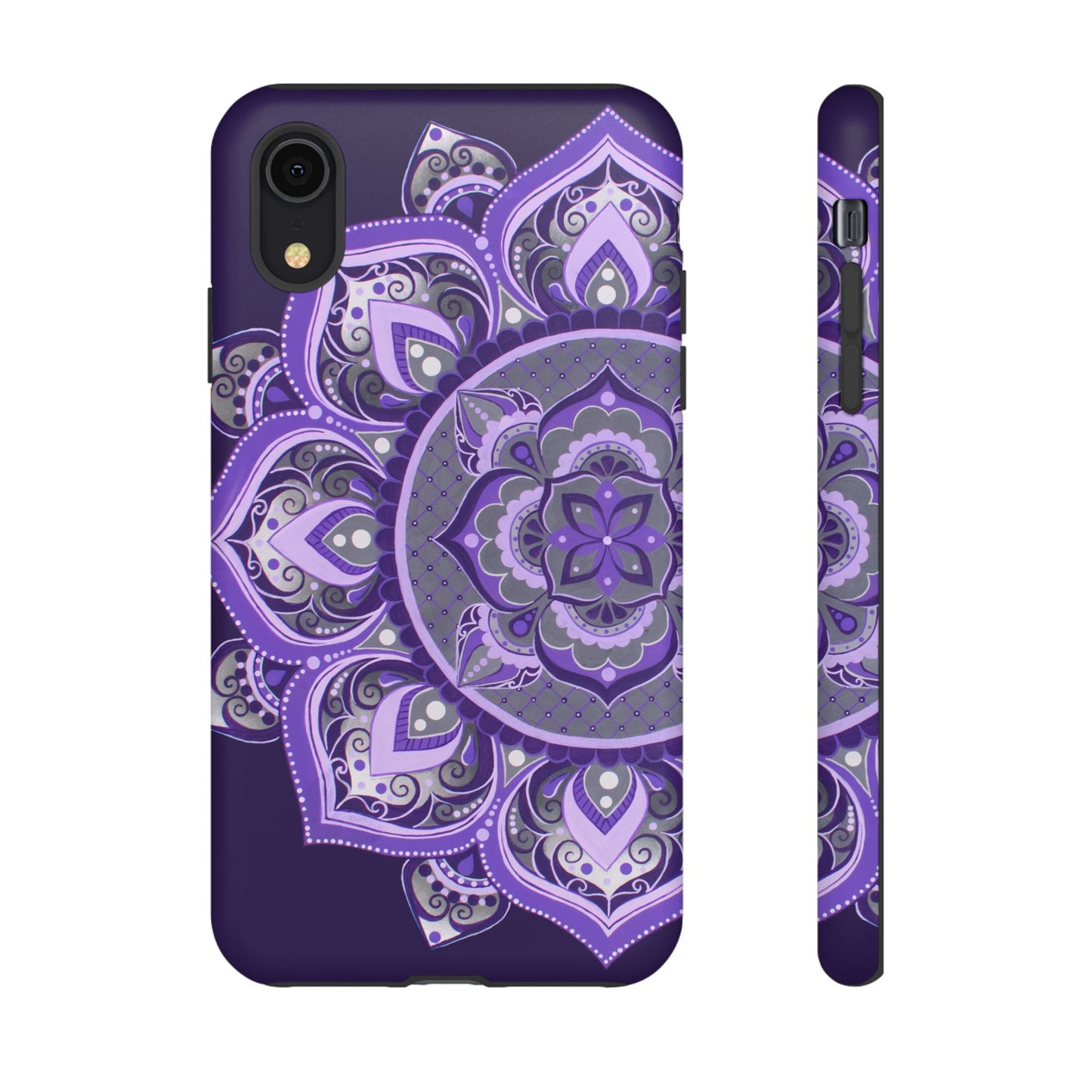 Purple Mandala Tough Phone Case — Protective Floral Boho Phone Cover