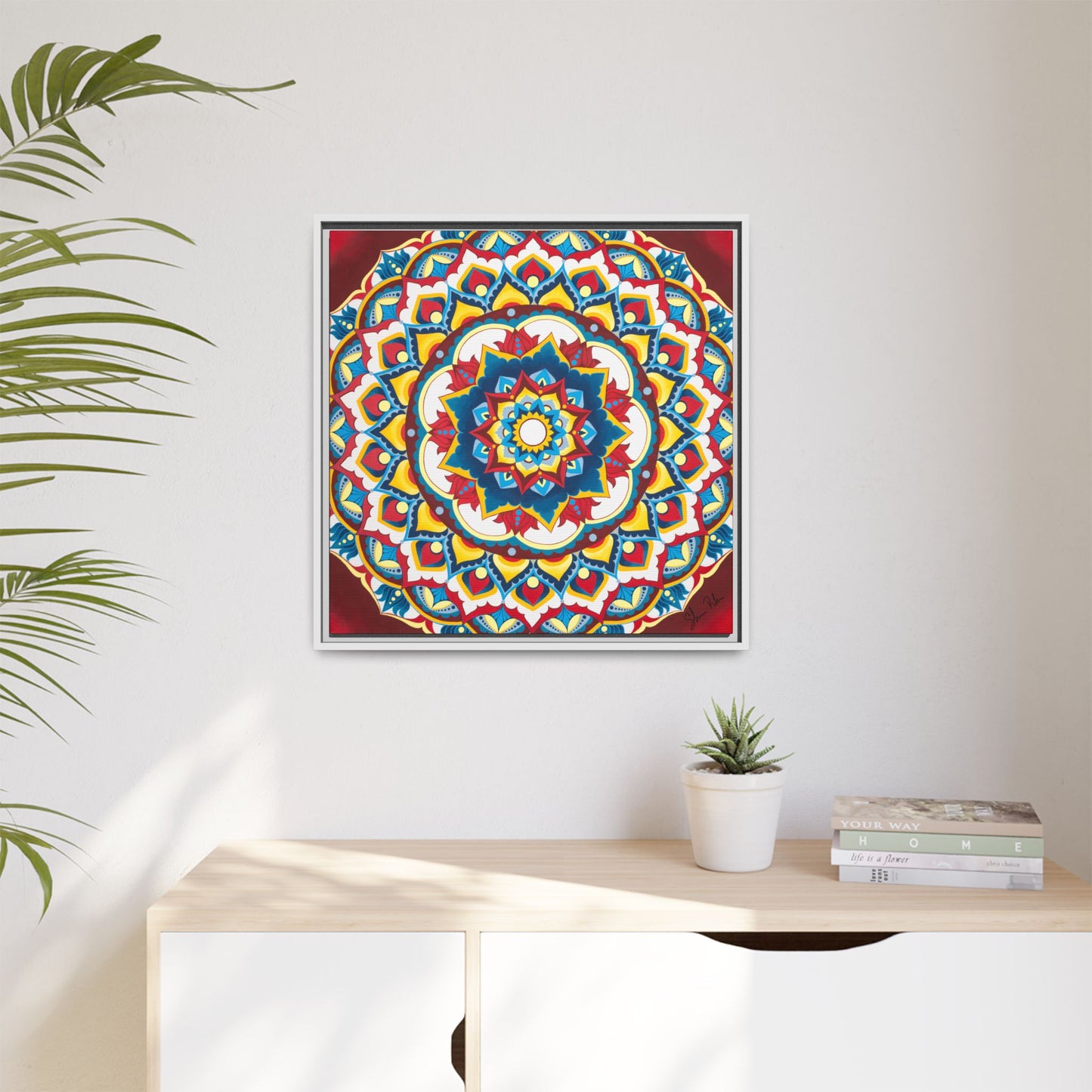 Azul Morning Mandala Matte Canvas Framed Wall Art