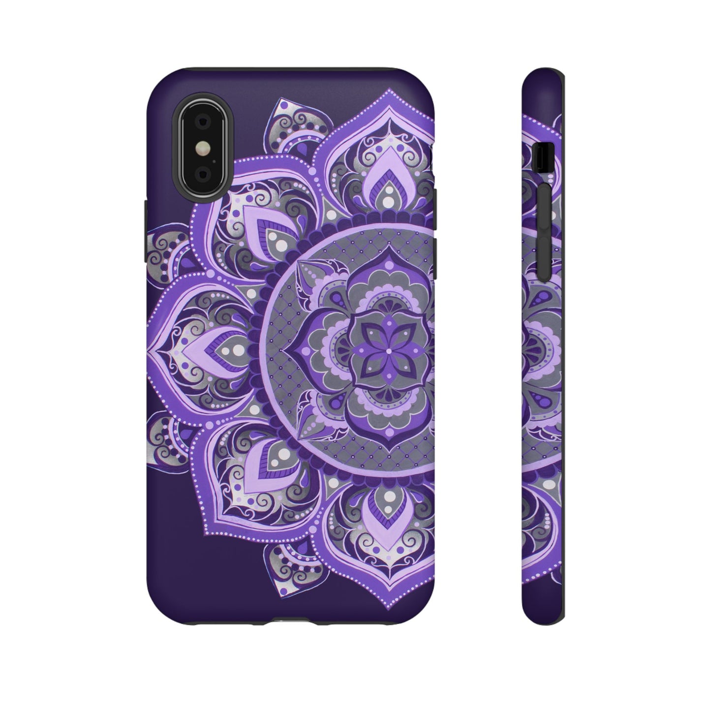 Purple Mandala Tough Phone Case — Protective Floral Boho Phone Cover