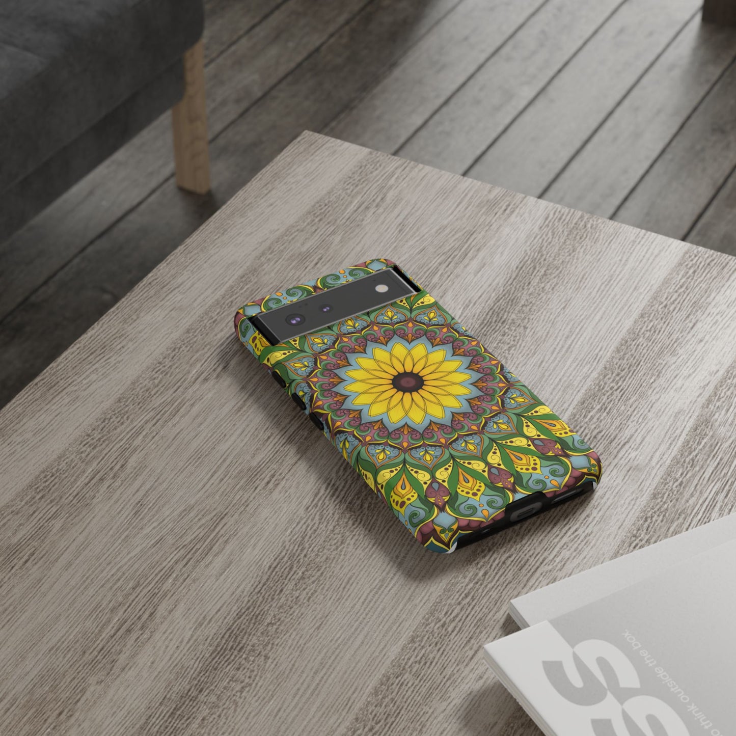"Black Eyed Susan" Mandala Phone Case — Floral Boho Tough Case