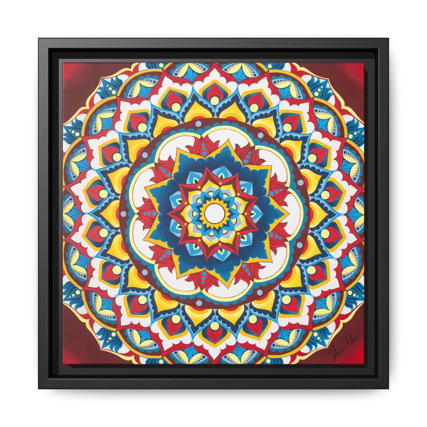 Azul Morning Mandala Matte Canvas Framed Wall Art