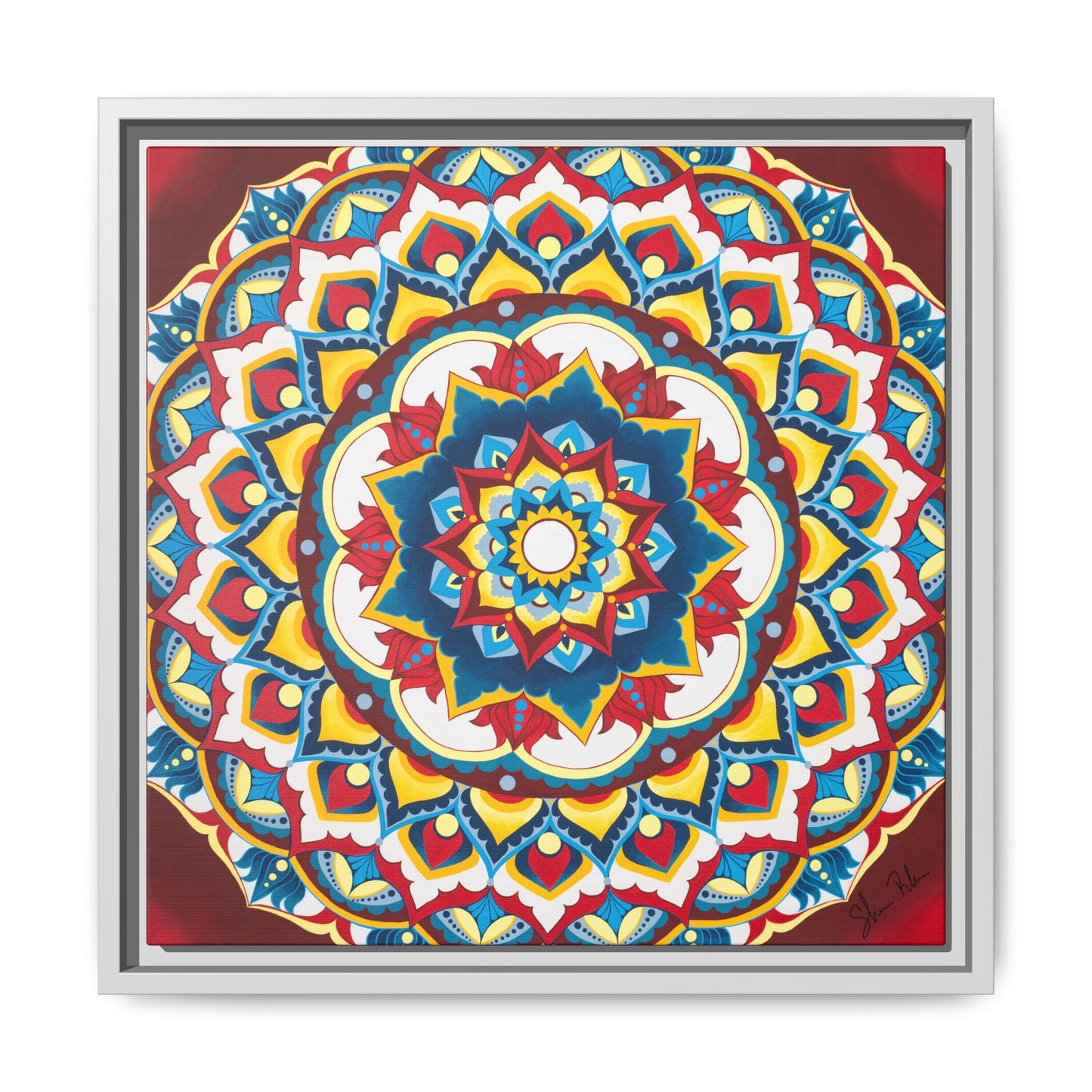 Azul Morning Mandala Matte Canvas Framed Wall Art