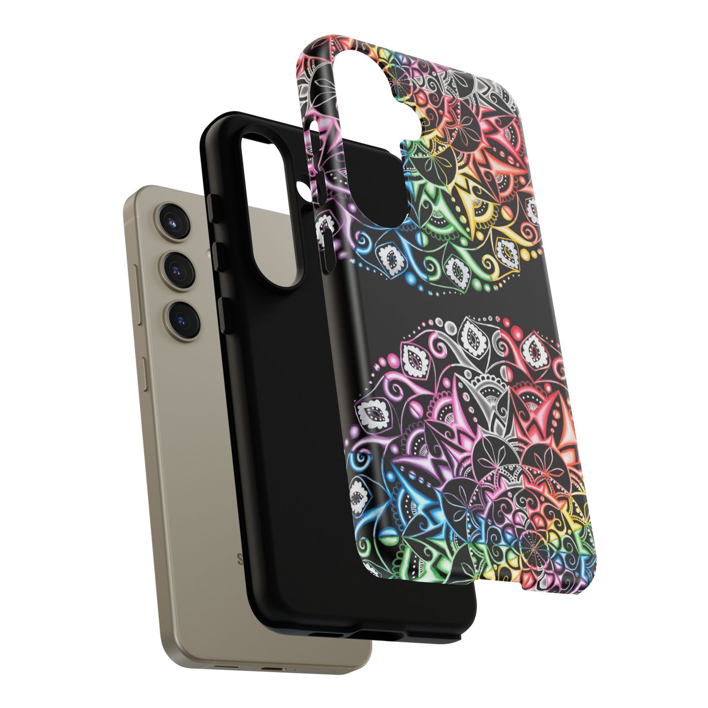Mandala Rainbow Tough Phone Case — Colorful Boho Protective Case