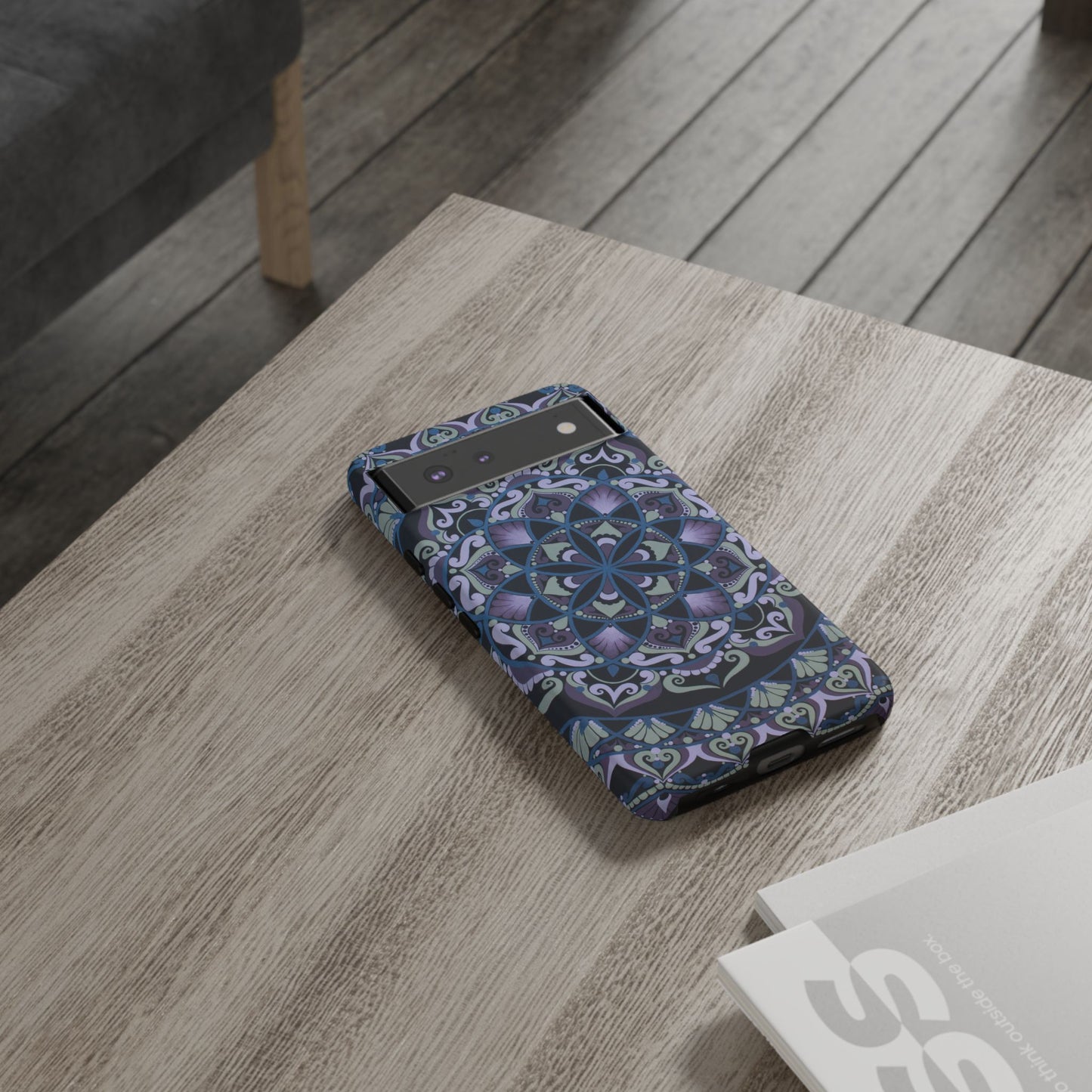 "Wisteria Bloom" Mandala Floral Tough Phone Case — Purple Blue Boho Protective Cover