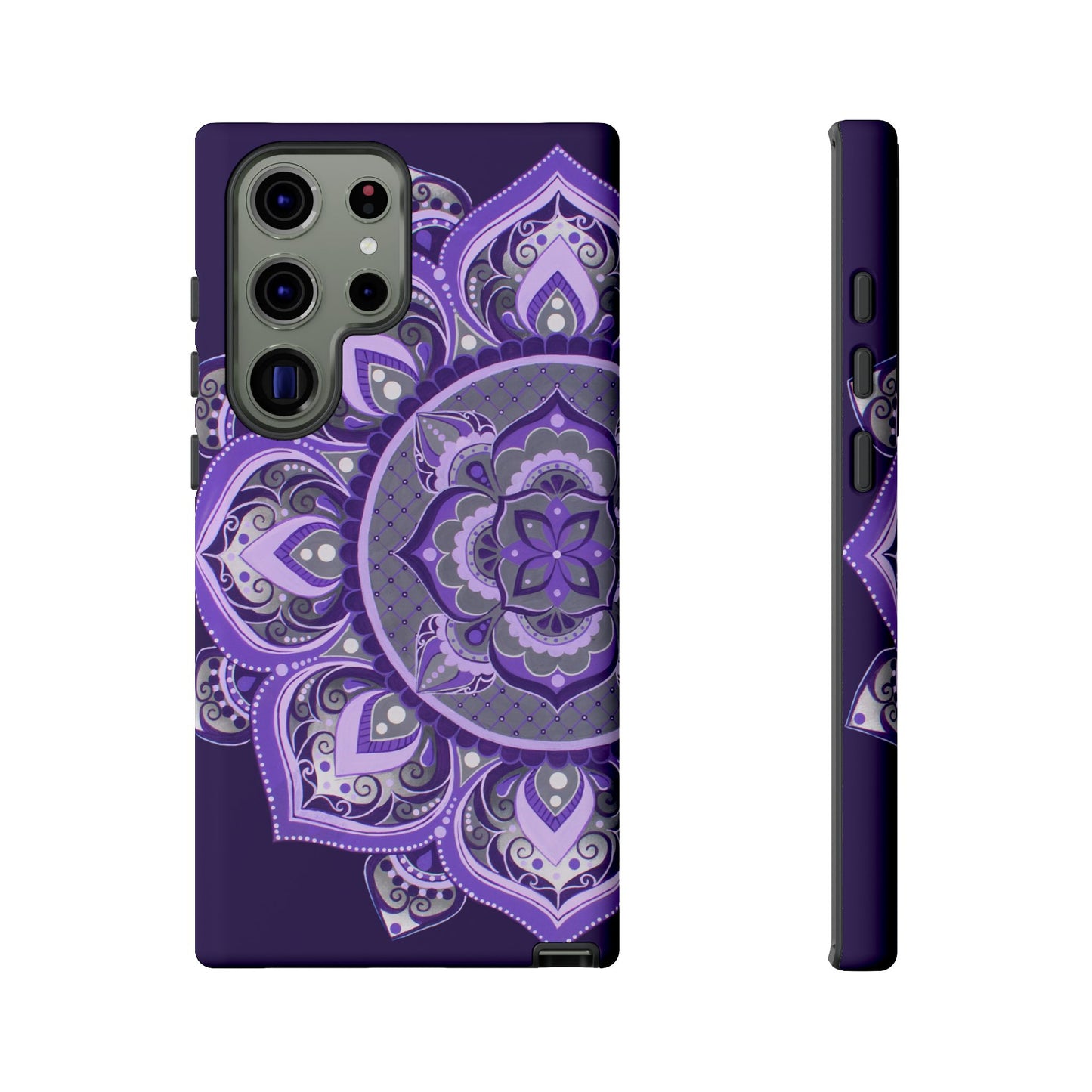 Purple Mandala Tough Phone Case — Protective Floral Boho Phone Cover