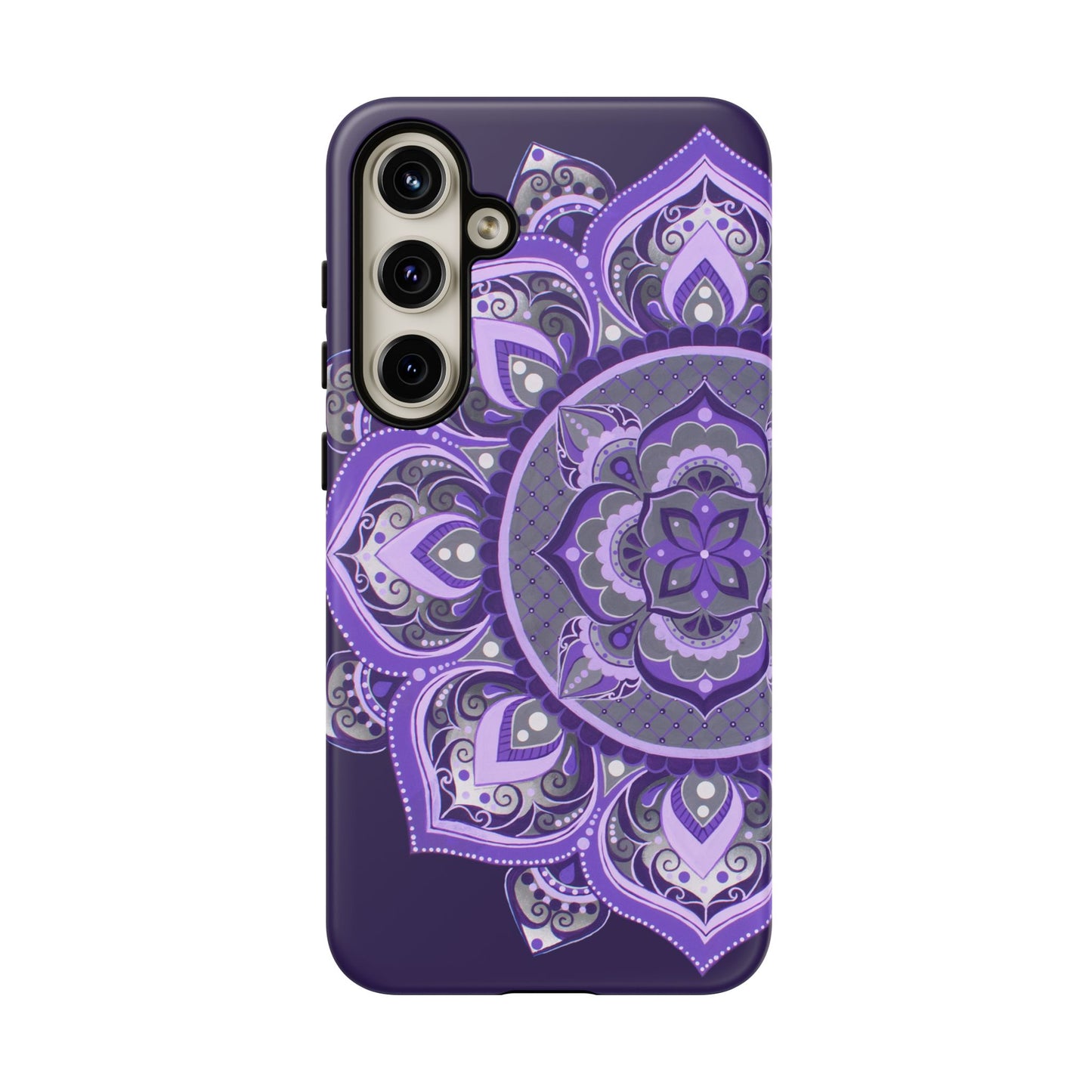 Purple Mandala Tough Phone Case — Protective Floral Boho Phone Cover