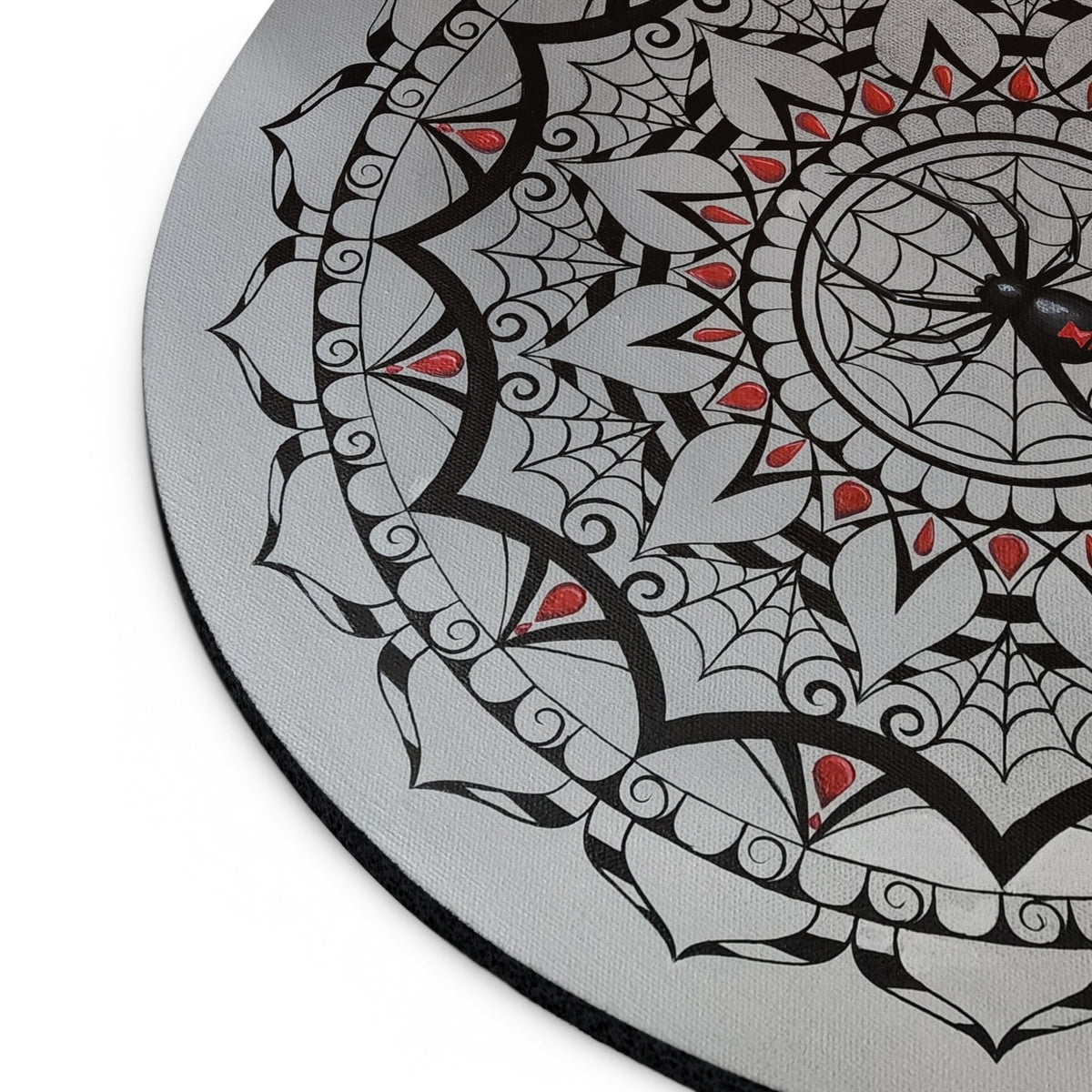 Spiderweb Mandala Mouse Pad — Black & Red