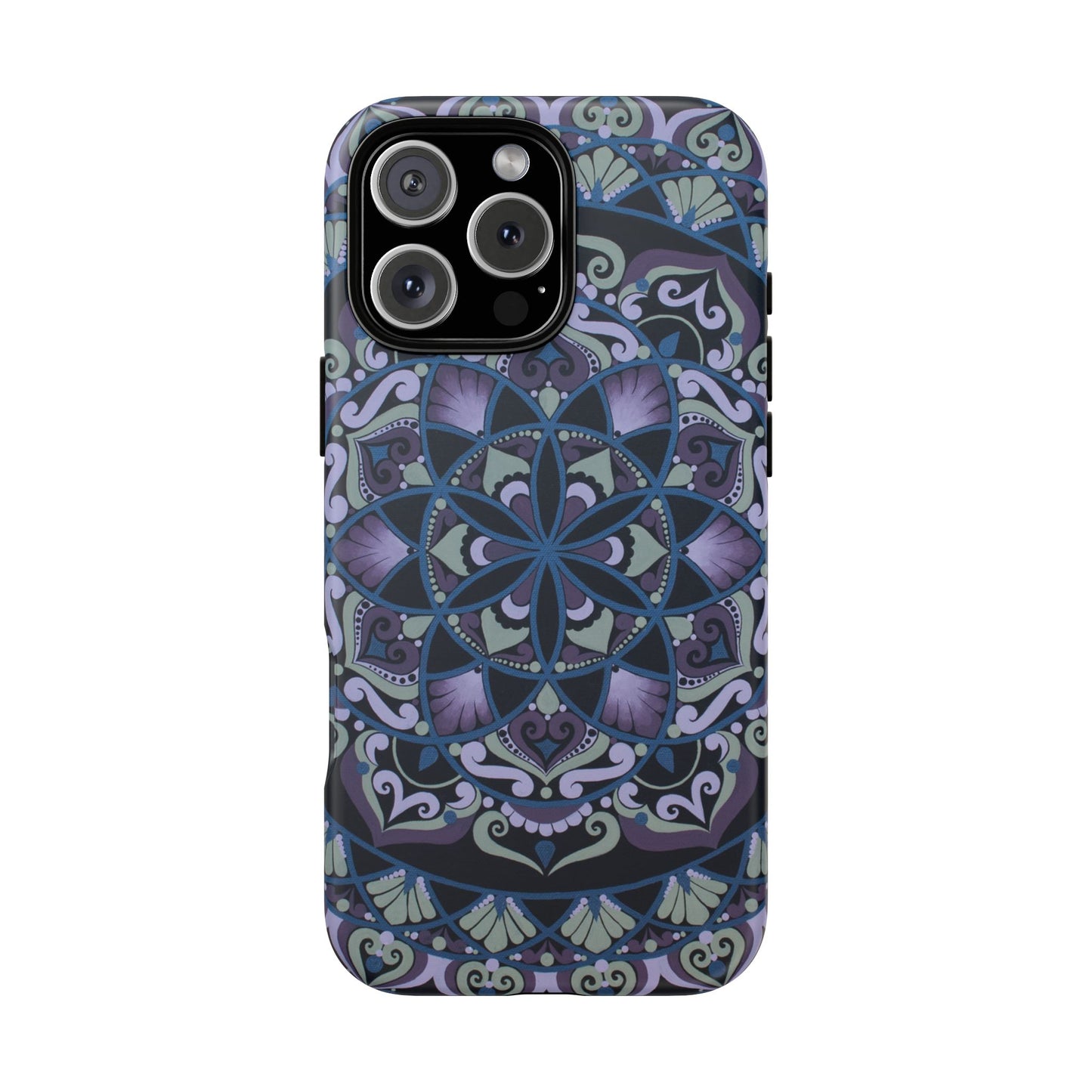 "Wisteria Bloom" Mandala Floral Tough Phone Case — Purple Blue Boho Protective Cover