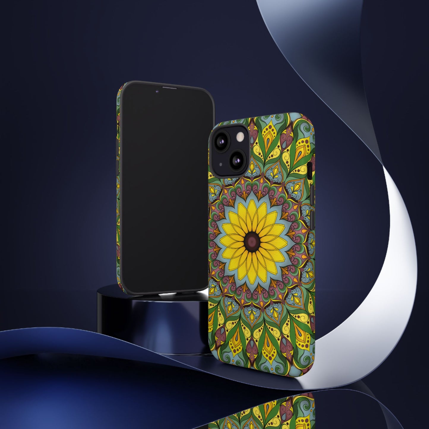 "Black Eyed Susan" Mandala Phone Case — Floral Boho Tough Case