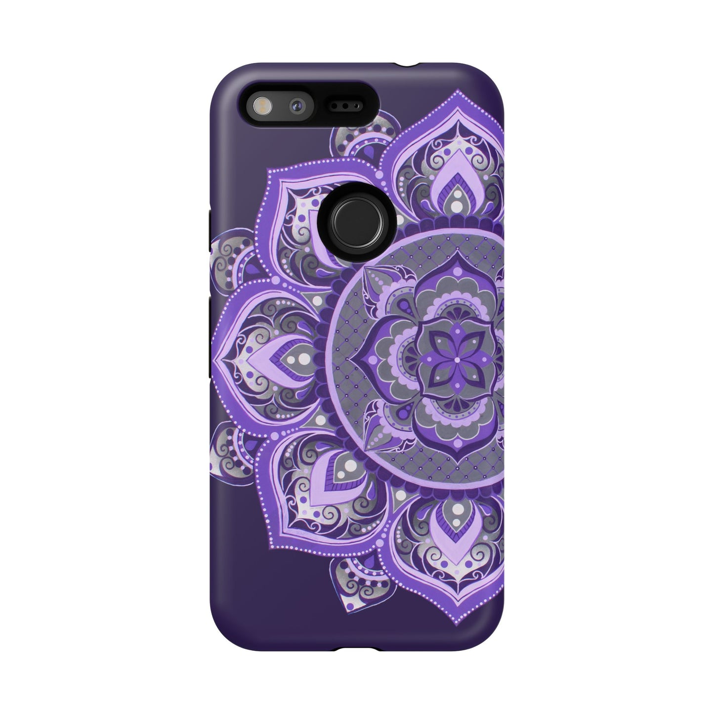 Purple Mandala Tough Phone Case — Protective Floral Boho Phone Cover