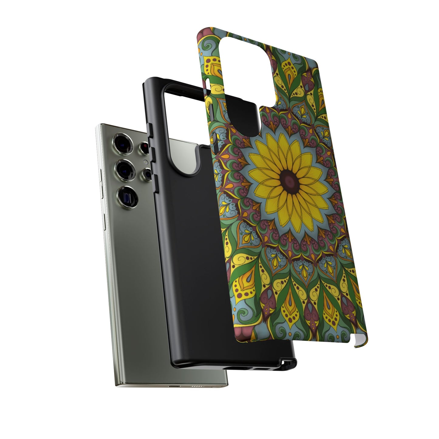 "Black Eyed Susan" Mandala Phone Case — Floral Boho Tough Case