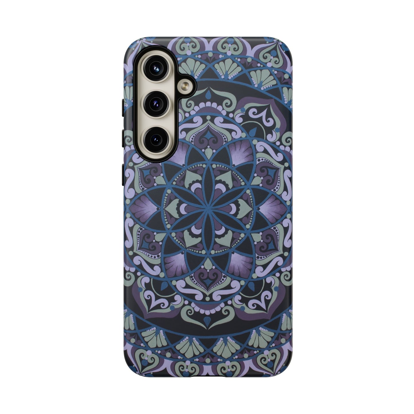"Wisteria Bloom" Mandala Floral Tough Phone Case — Purple Blue Boho Protective Cover