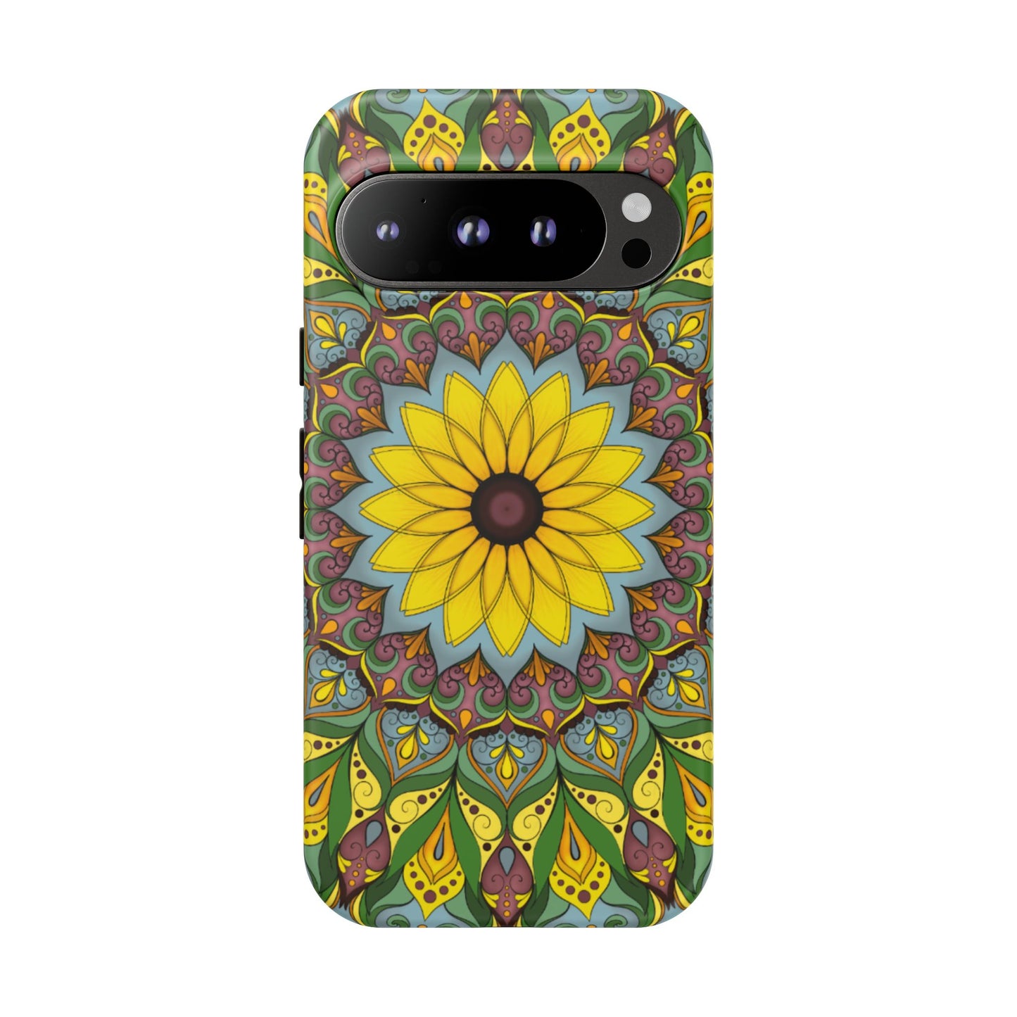 "Black Eyed Susan" Mandala Phone Case — Floral Boho Tough Case