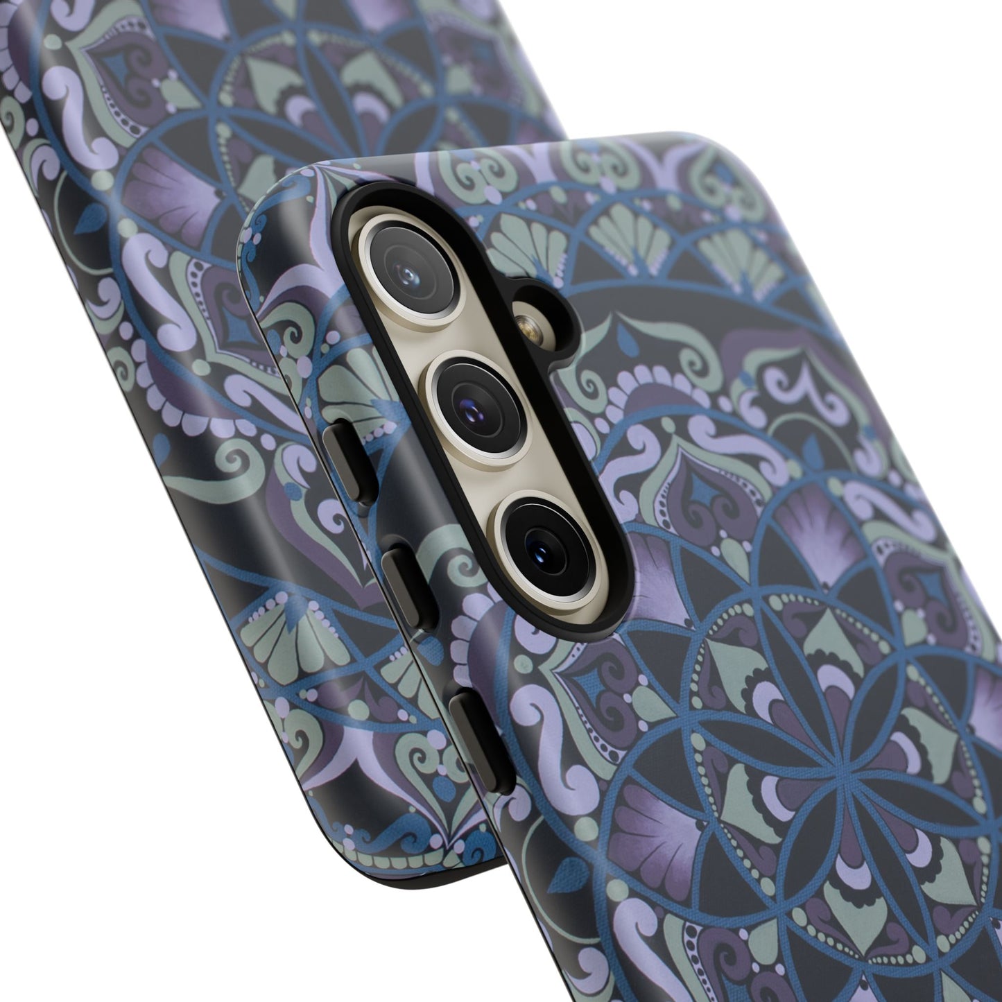 "Wisteria Bloom" Mandala Floral Tough Phone Case — Purple Blue Boho Protective Cover