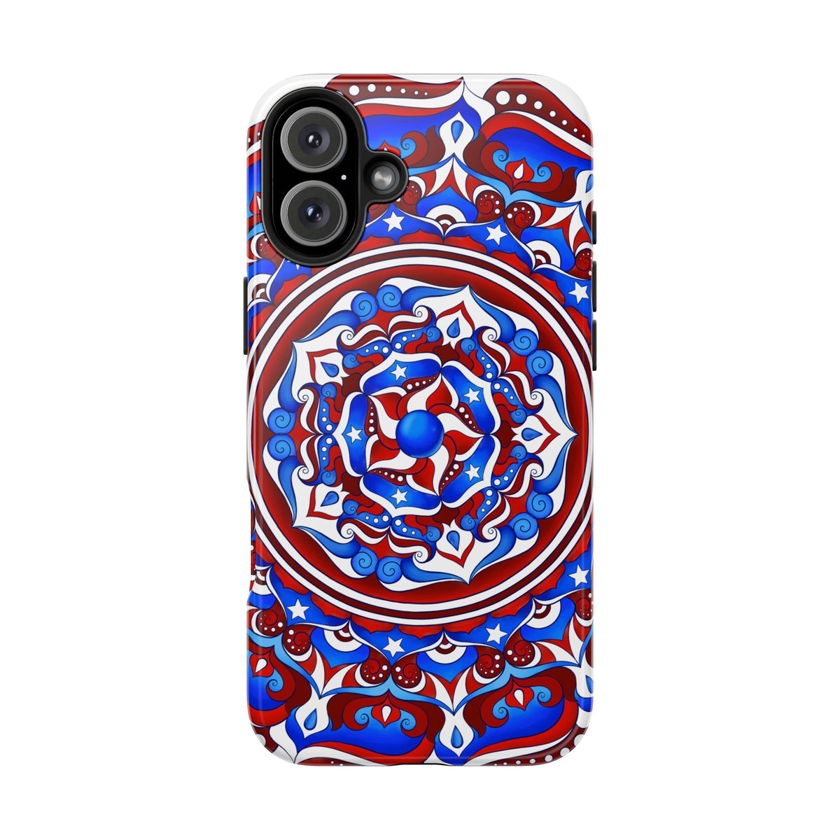 Patriotic Mandala Tough Phone Case — Red White & Blue Boho Cover | 250th Anniversary Gift