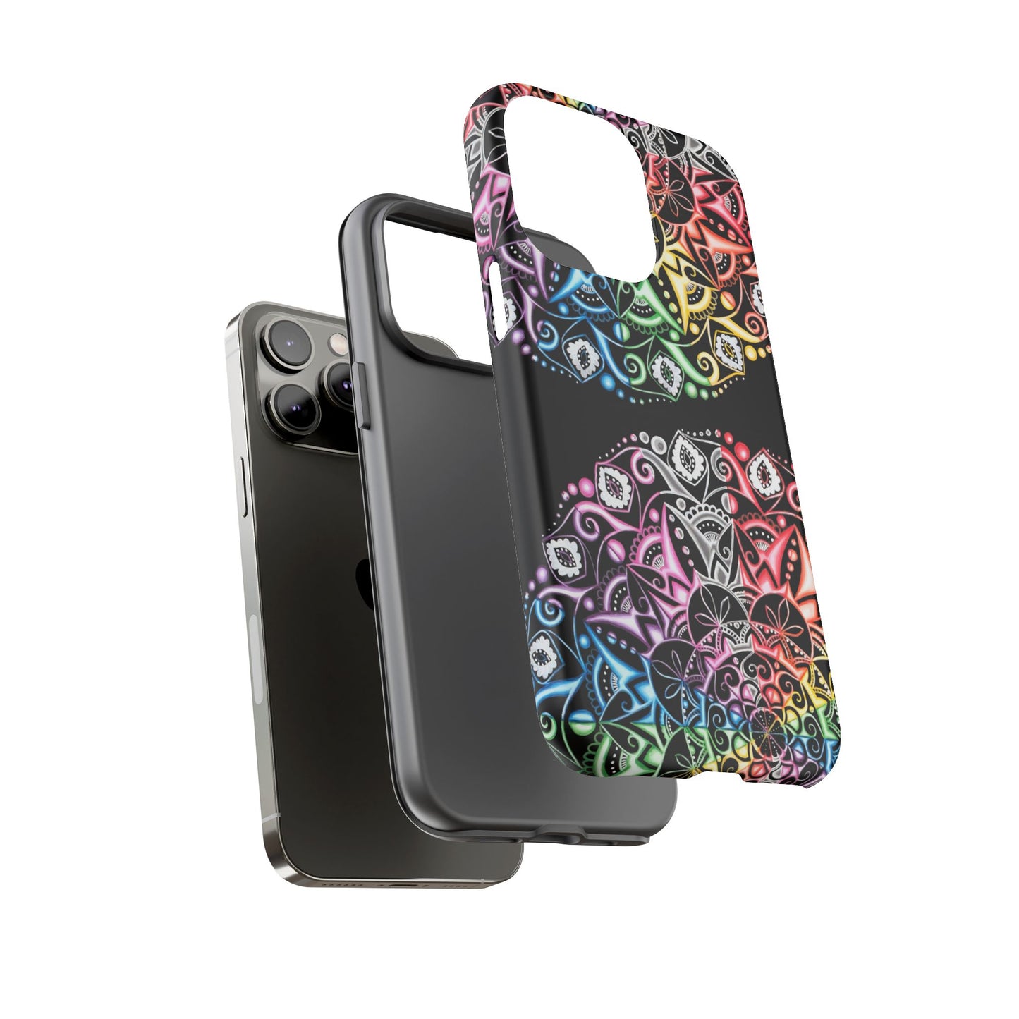 Mandala Rainbow Tough Phone Case — Colorful Boho Protective Case
