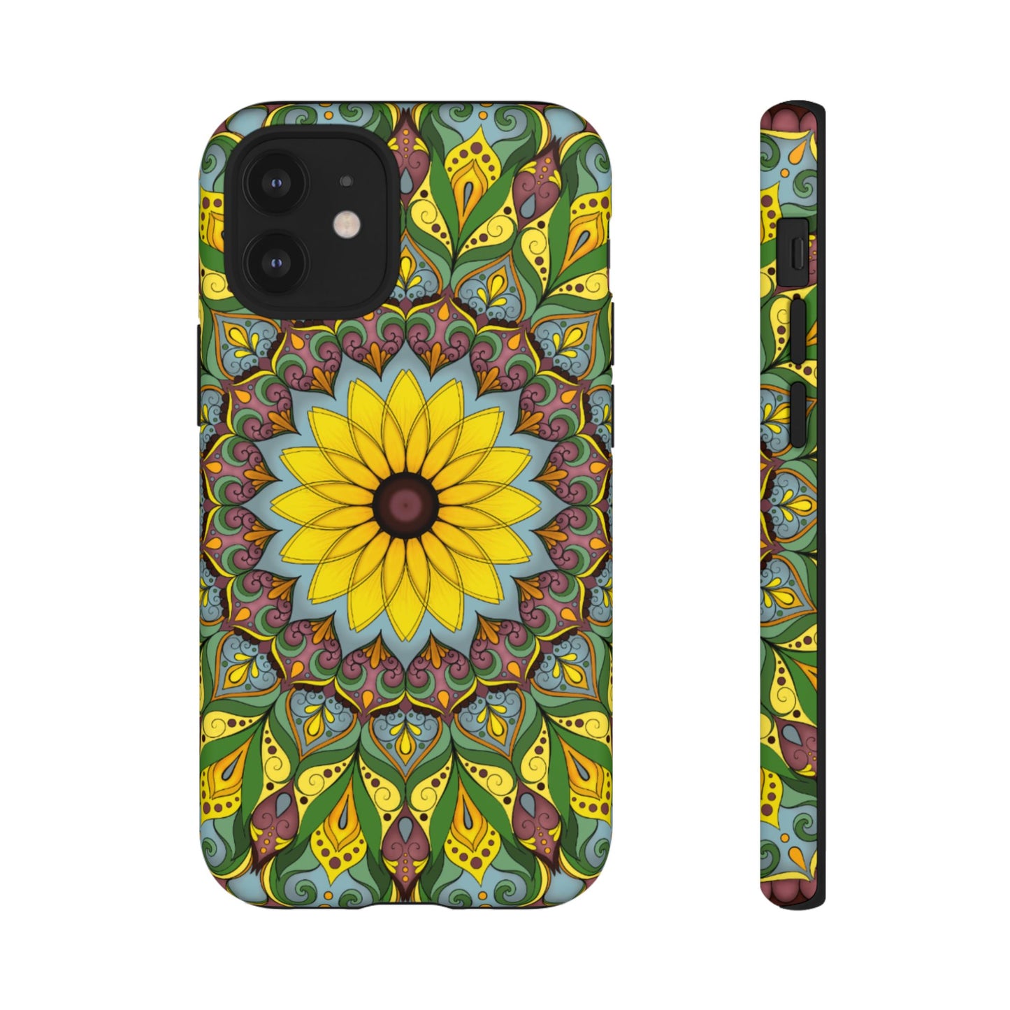 "Black Eyed Susan" Mandala Phone Case — Floral Boho Tough Case