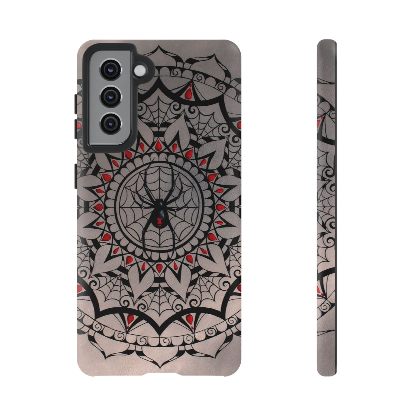 Mandala Spider Tough Phone Case - Gothic Red & Black Protective Cover