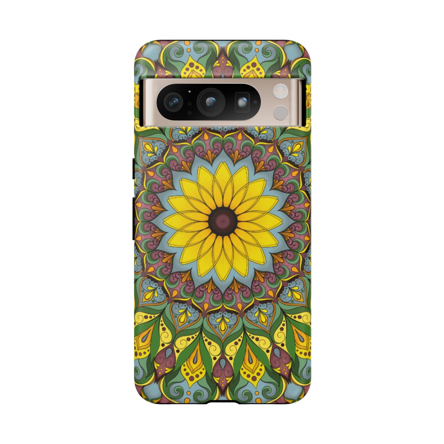 "Black Eyed Susan" Mandala Phone Case — Floral Boho Tough Case
