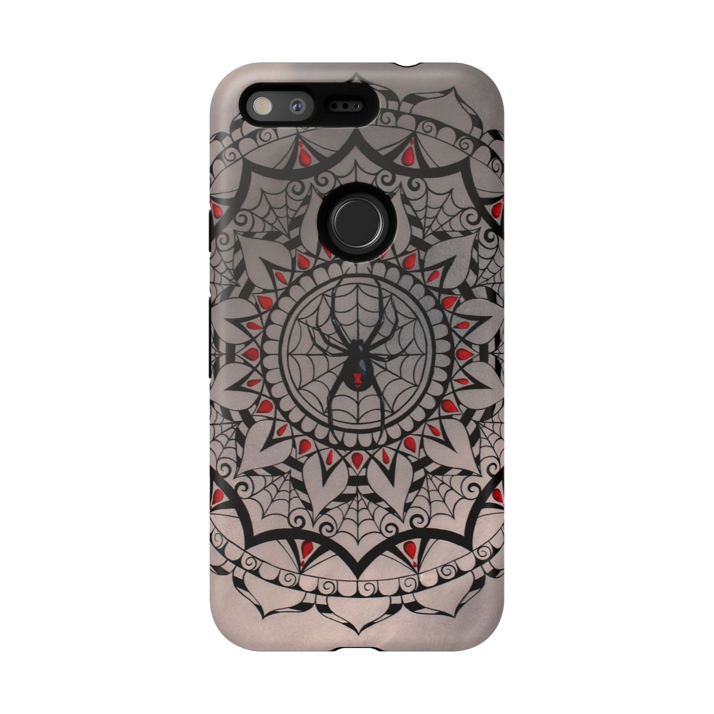 Mandala Spider Tough Phone Case - Gothic Red & Black Protective Cover