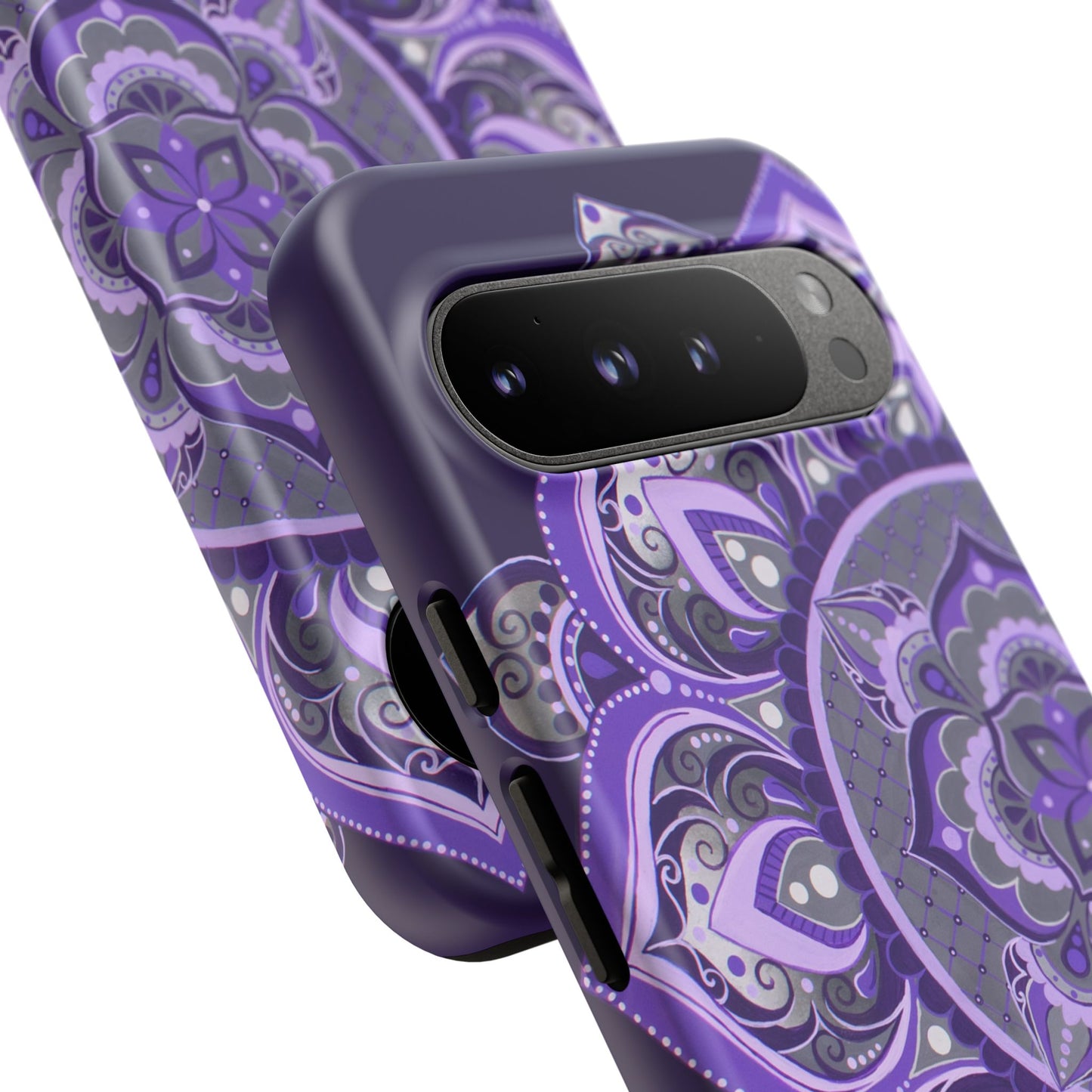 Purple Mandala Tough Phone Case — Protective Floral Boho Phone Cover