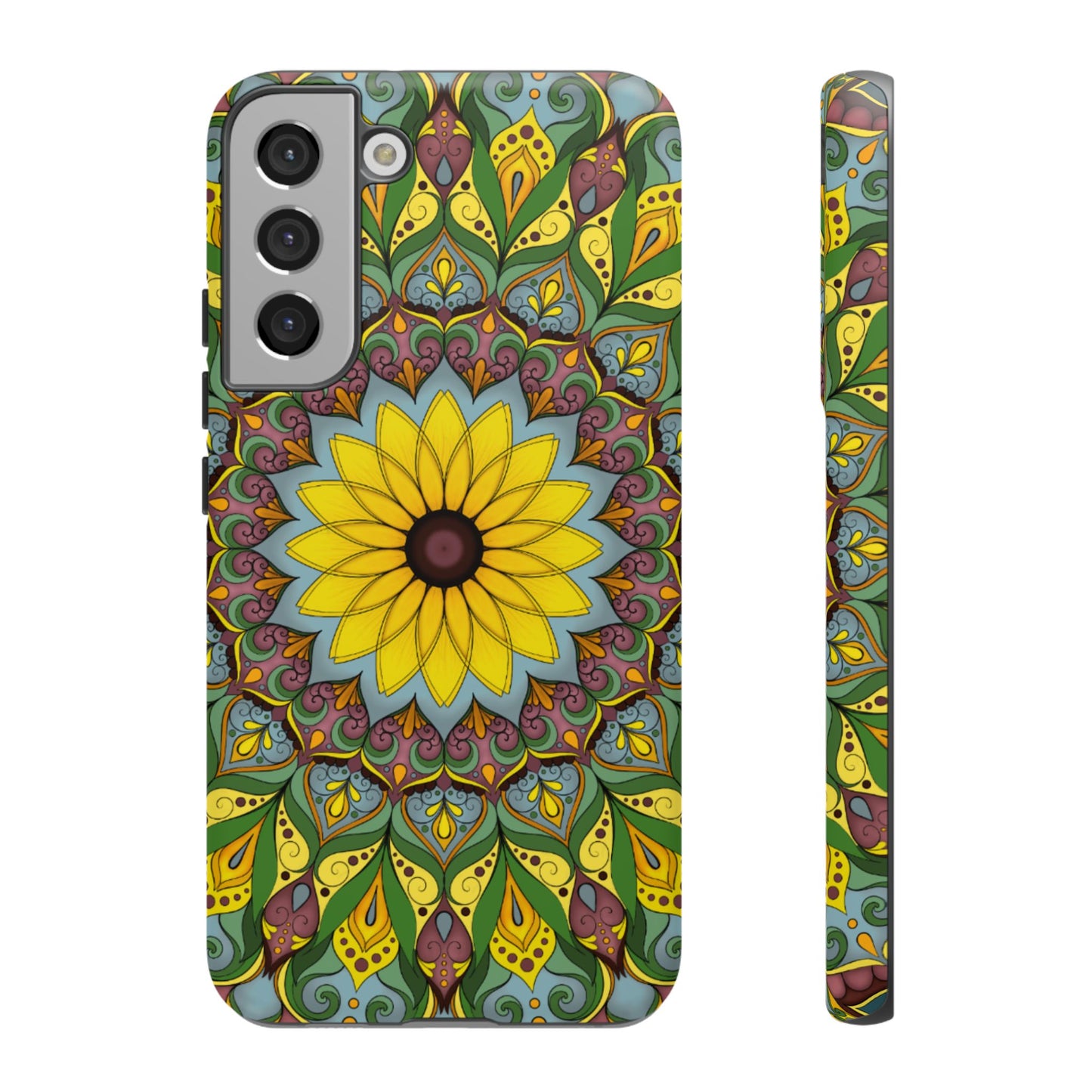 "Black Eyed Susan" Mandala Phone Case — Floral Boho Tough Case