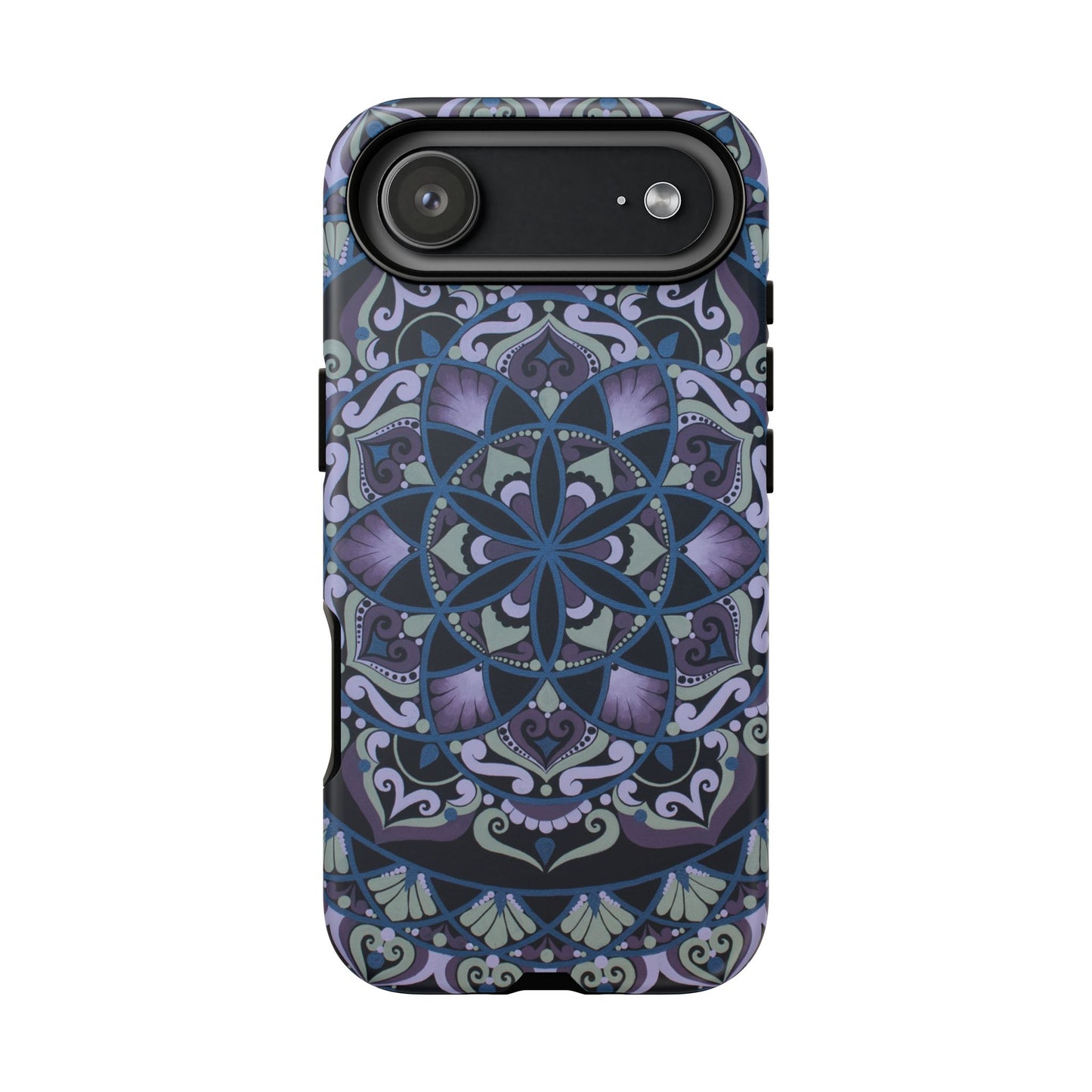"Wisteria Bloom" Mandala Floral Tough Phone Case — Purple Blue Boho Protective Cover