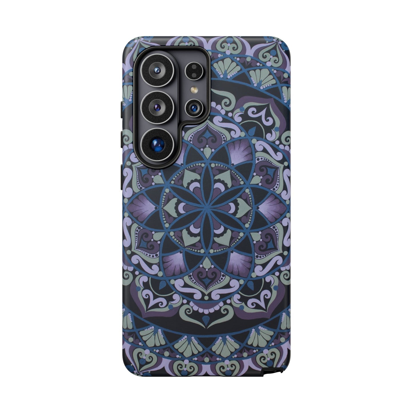 "Wisteria Bloom" Mandala Floral Tough Phone Case — Purple Blue Boho Protective Cover