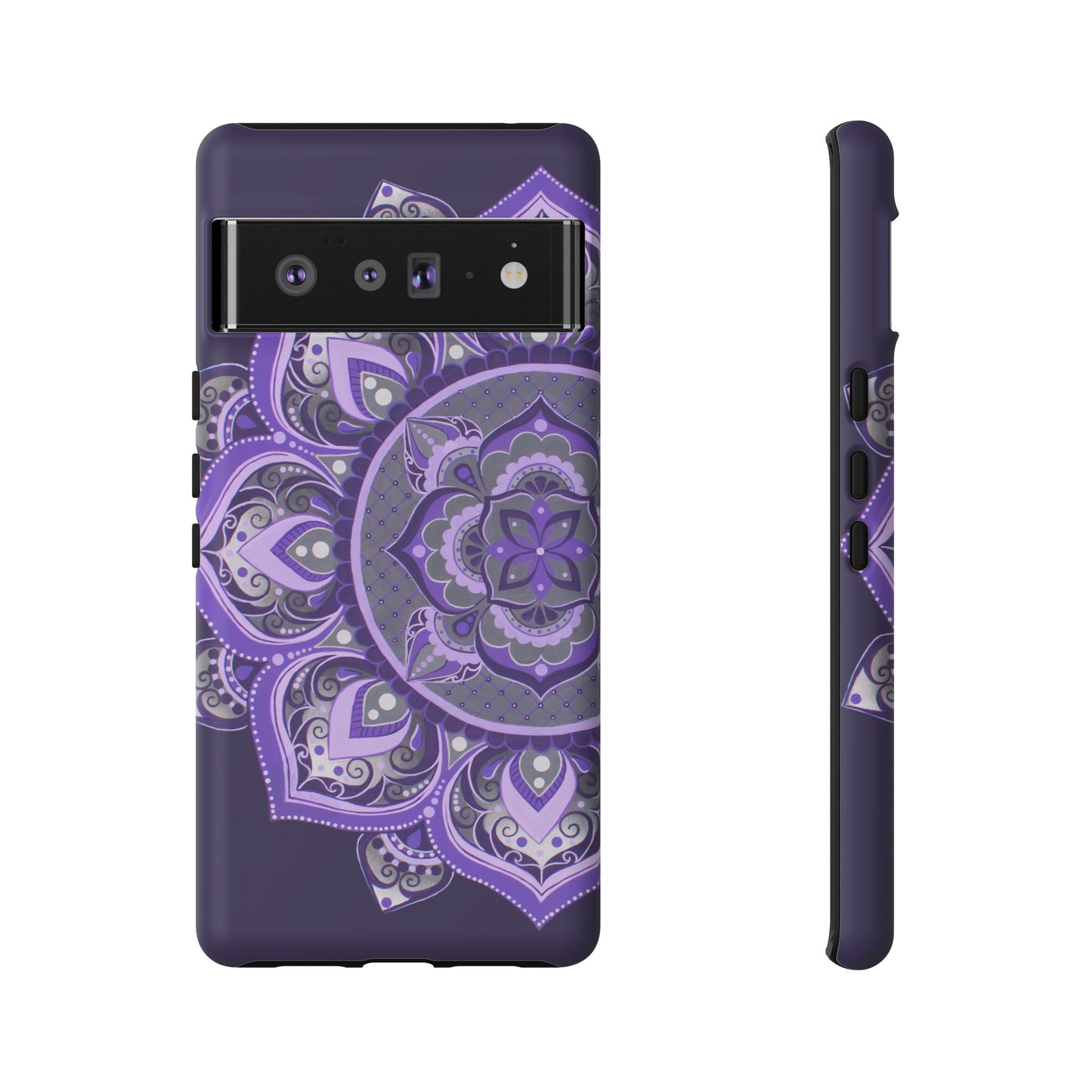 Purple Mandala Tough Phone Case — Protective Floral Boho Phone Cover