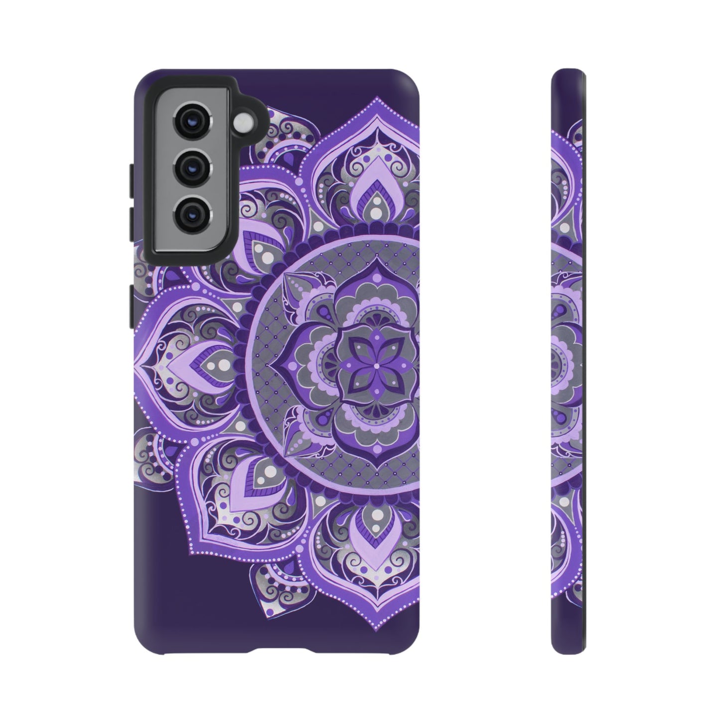 Purple Mandala Tough Phone Case — Protective Floral Boho Phone Cover