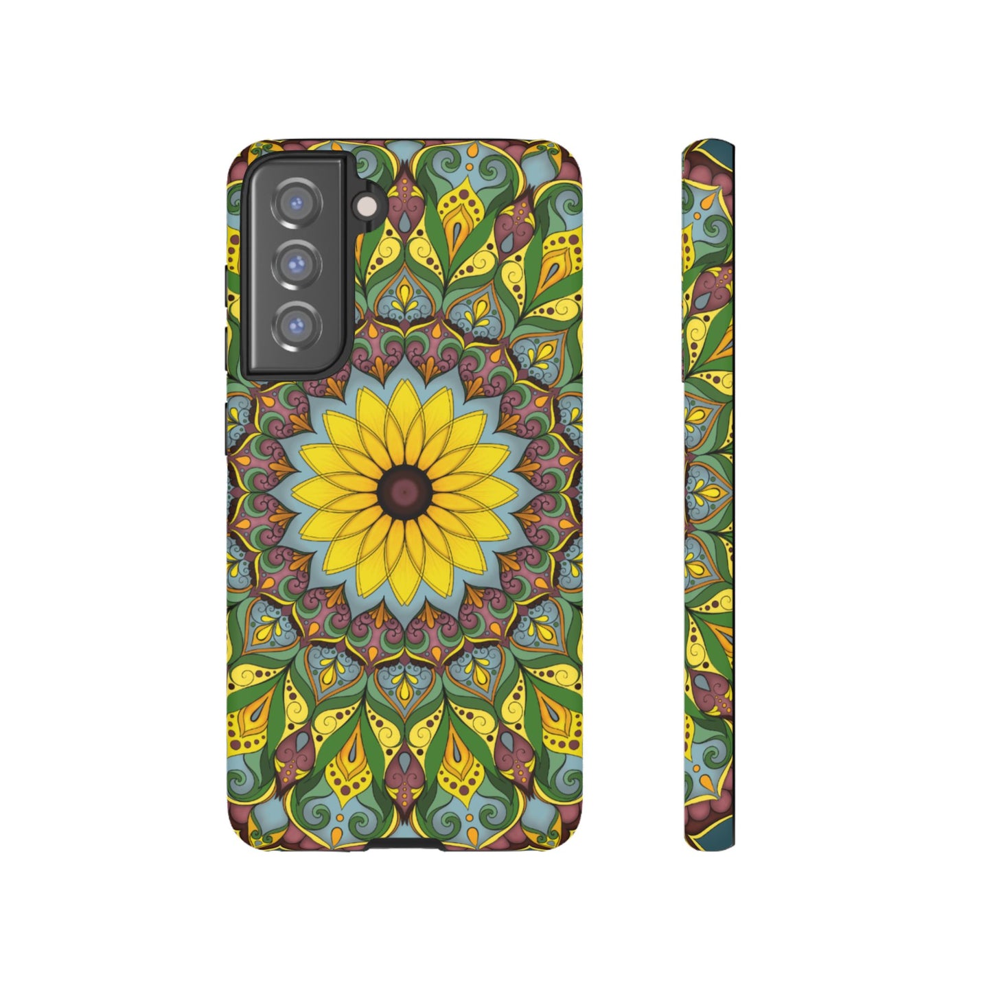 "Black Eyed Susan" Mandala Phone Case — Floral Boho Tough Case