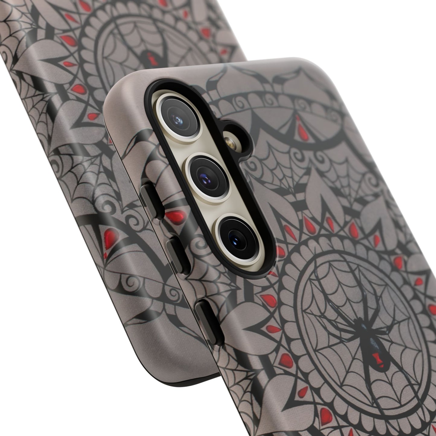 Mandala Spider Tough Phone Case - Gothic Red & Black Protective Cover