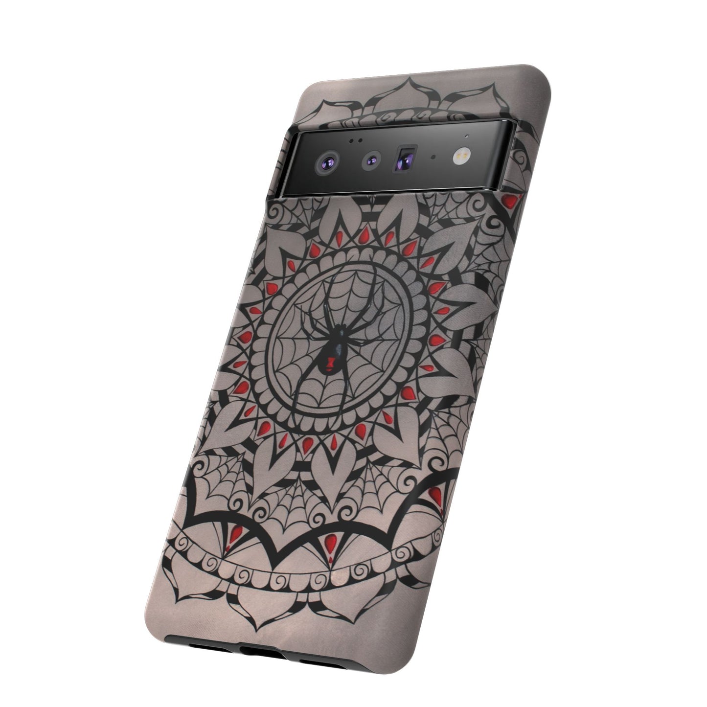 Mandala Spider Tough Phone Case - Gothic Red & Black Protective Cover