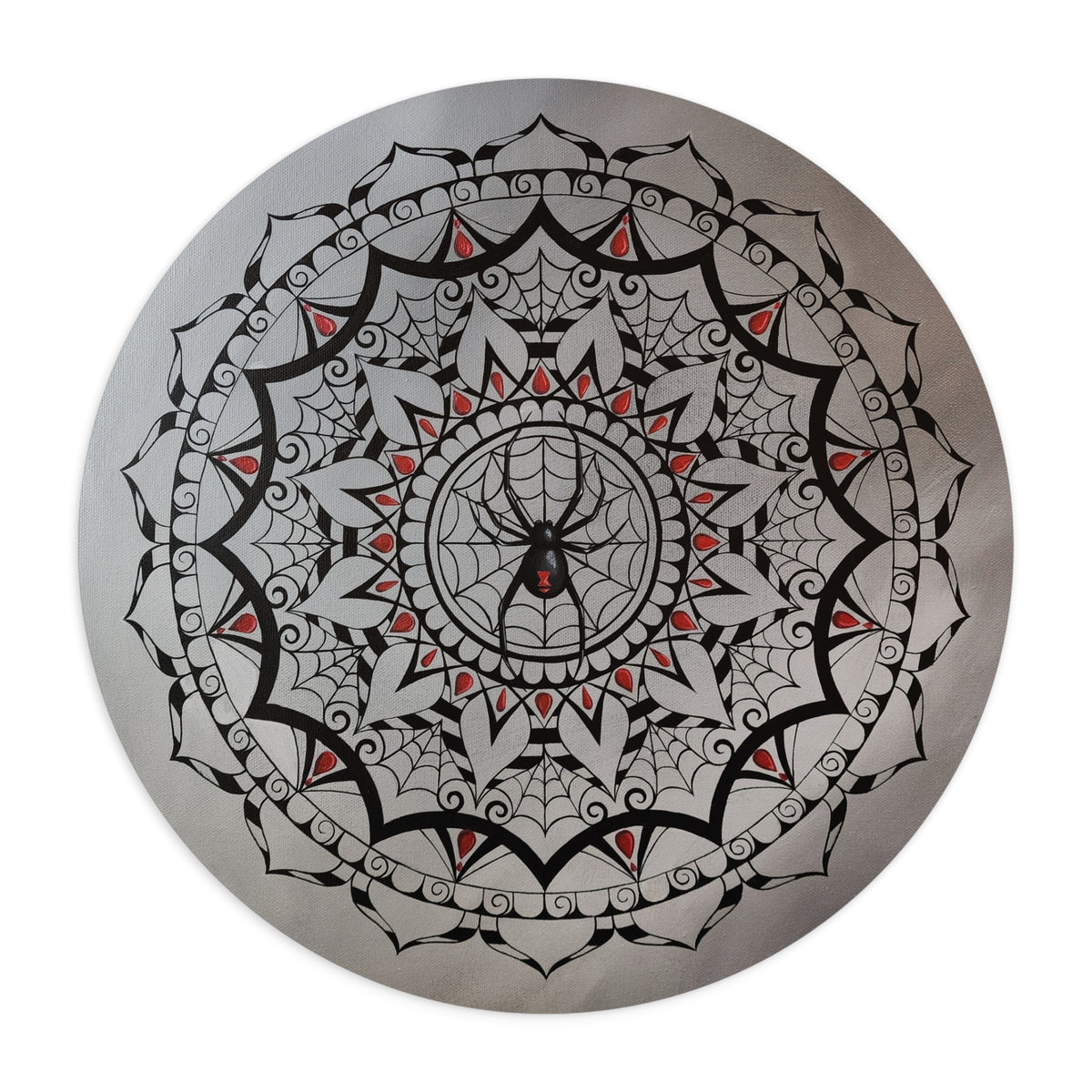 Spiderweb Mandala Mouse Pad — Black & Red