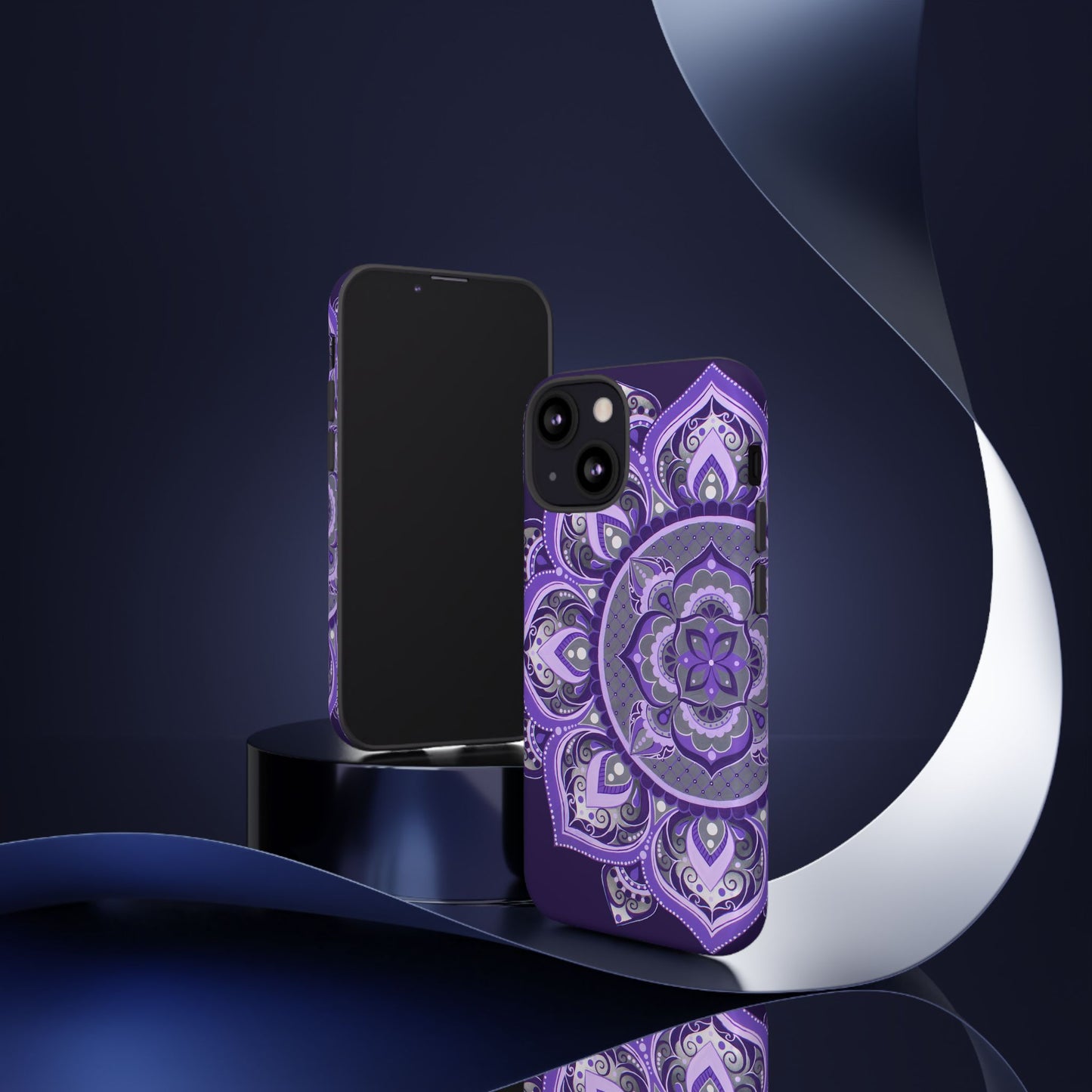 Purple Mandala Tough Phone Case — Protective Floral Boho Phone Cover