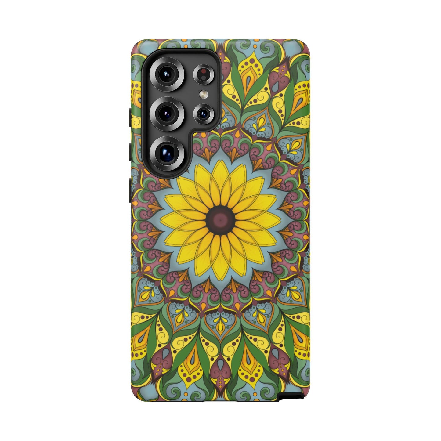 "Black Eyed Susan" Mandala Phone Case — Floral Boho Tough Case