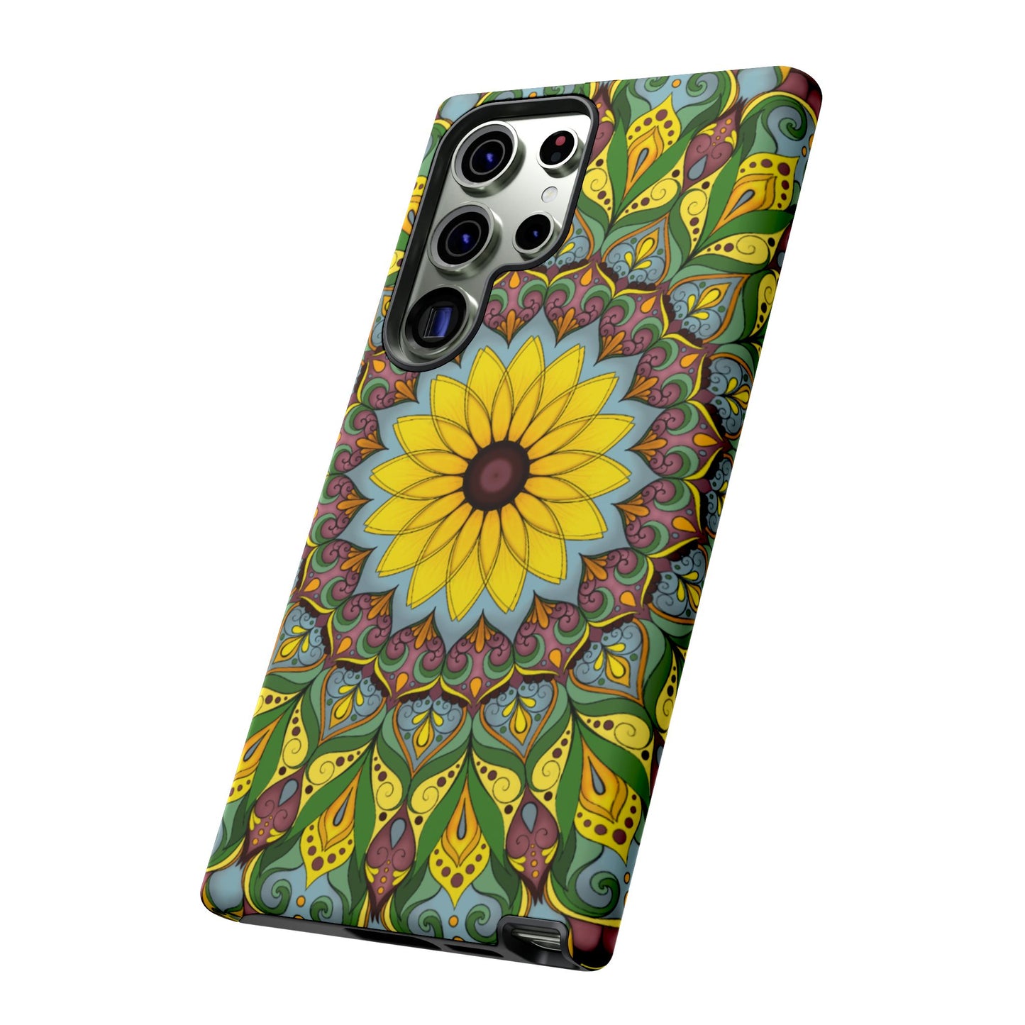 "Black Eyed Susan" Mandala Phone Case — Floral Boho Tough Case