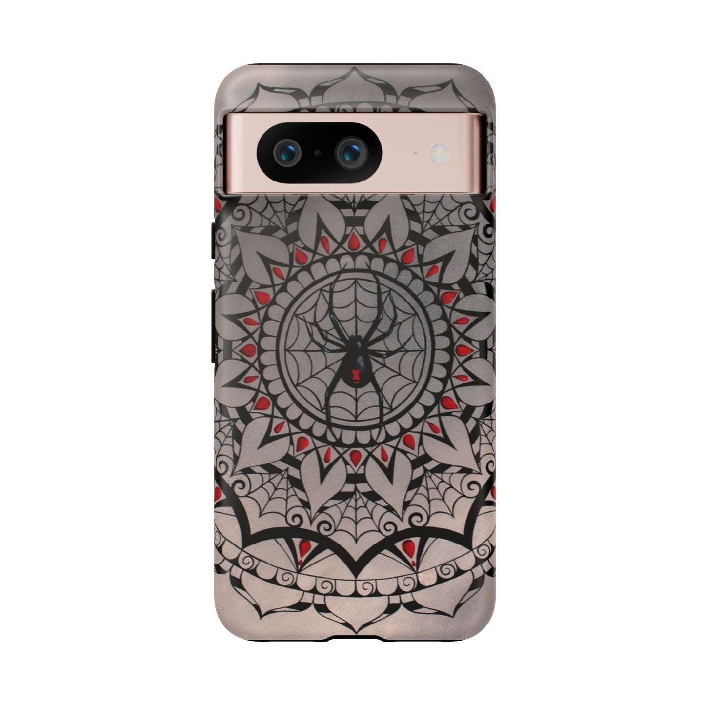 Mandala Spider Tough Phone Case - Gothic Red & Black Protective Cover