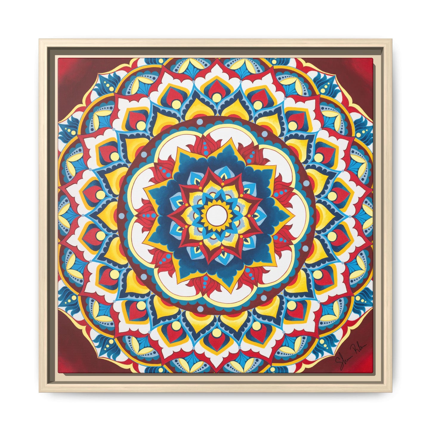 Azul Morning Mandala Matte Canvas Framed Wall Art