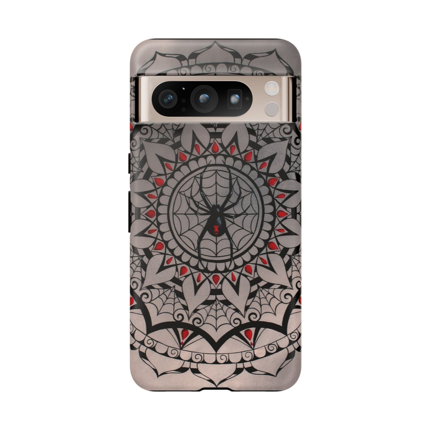 Mandala Spider Tough Phone Case - Gothic Red & Black Protective Cover