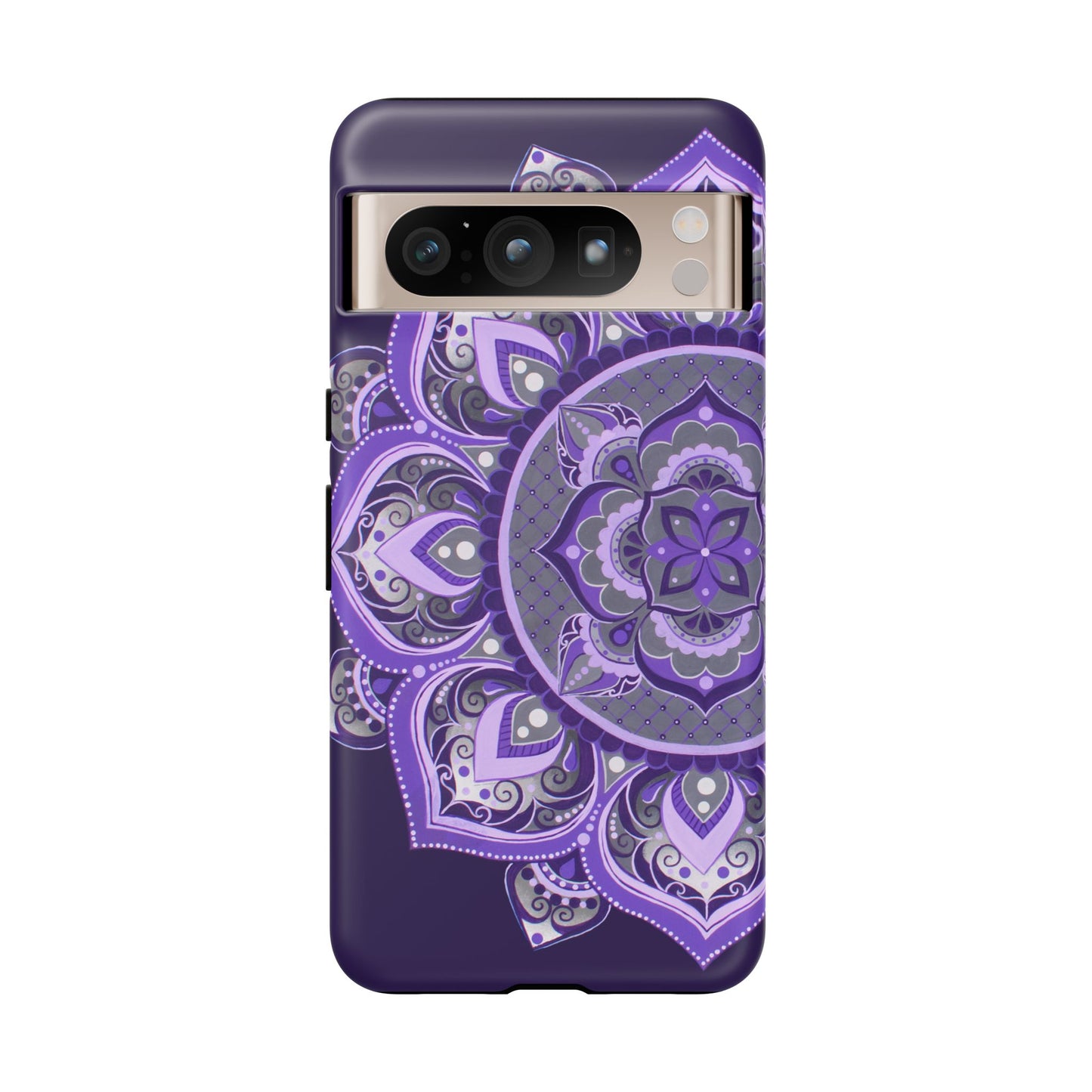 Purple Mandala Tough Phone Case — Protective Floral Boho Phone Cover