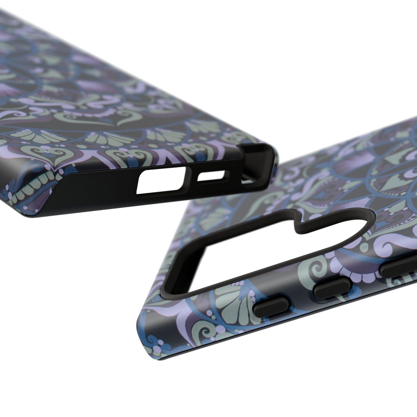 "Wisteria Bloom" Mandala Floral Tough Phone Case — Purple Blue Boho Protective Cover