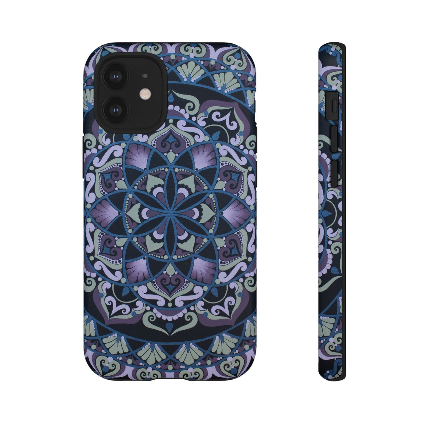 "Wisteria Bloom" Mandala Floral Tough Phone Case — Purple Blue Boho Protective Cover